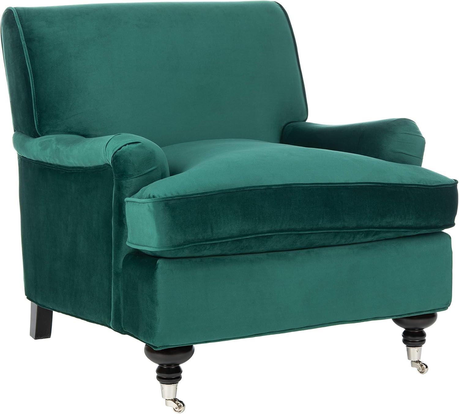 Chloe Contemporary Emerald Green Velvet Arm Chair