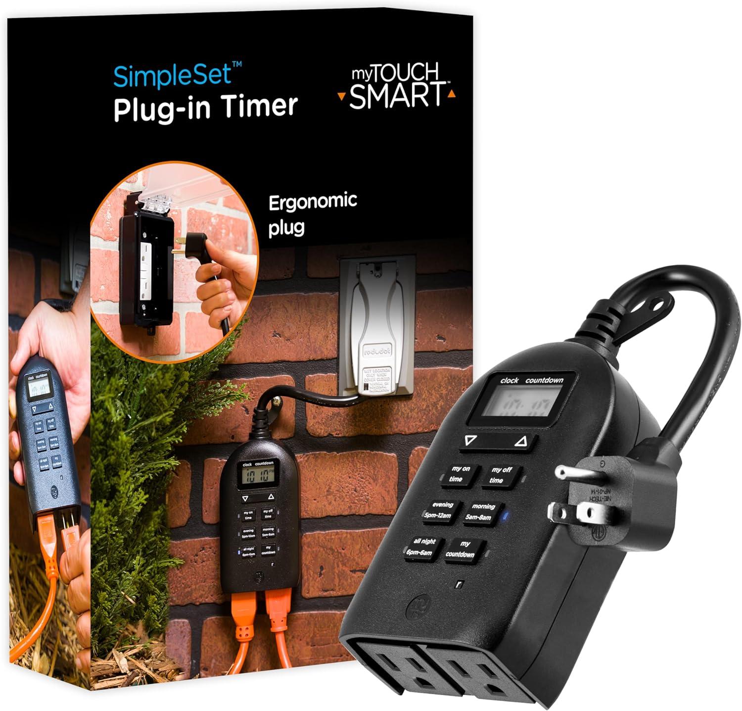 myTouchSmart Programmable Outdoor Plug-in Digital Timer, 2-Outlets, 26898, 0 amps