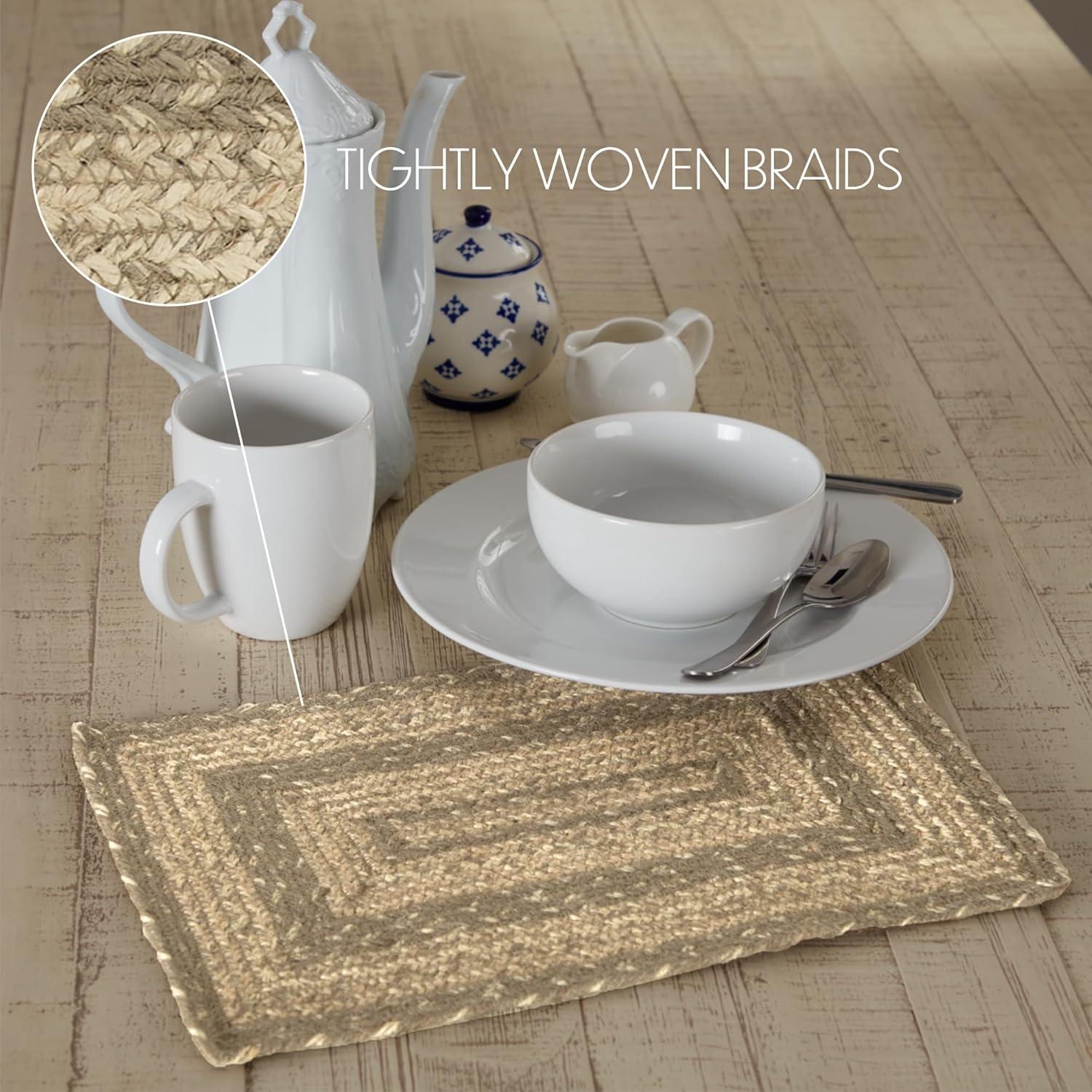 VHC Brands Farmhouse Cobblestone Table Placemat, Tan Grey White, Jute Blend, Rectangle, 10x15 Inches