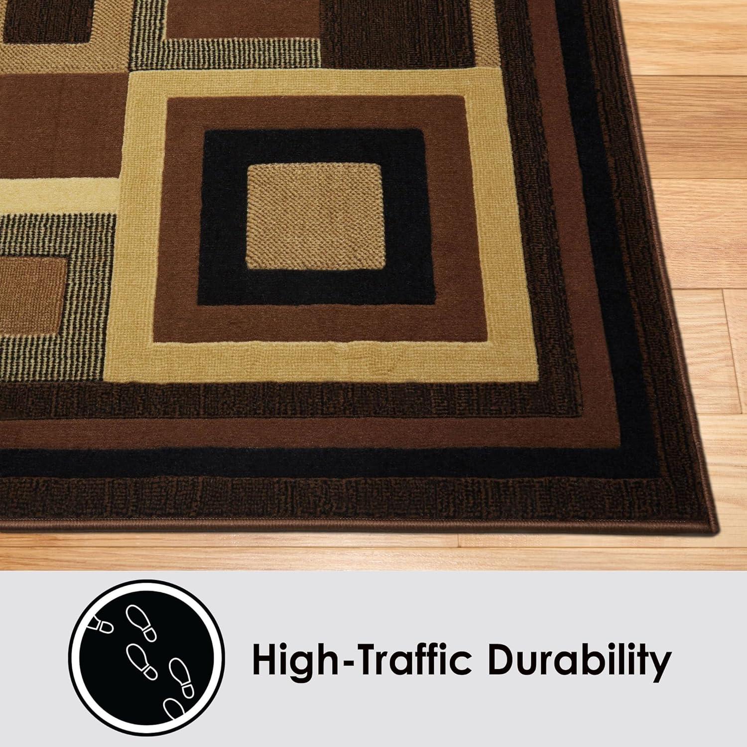 Home Dynamix Catalina Virginia Contemporary Layered Square Area Rug, Black/Brown, 5'3"x7'2"