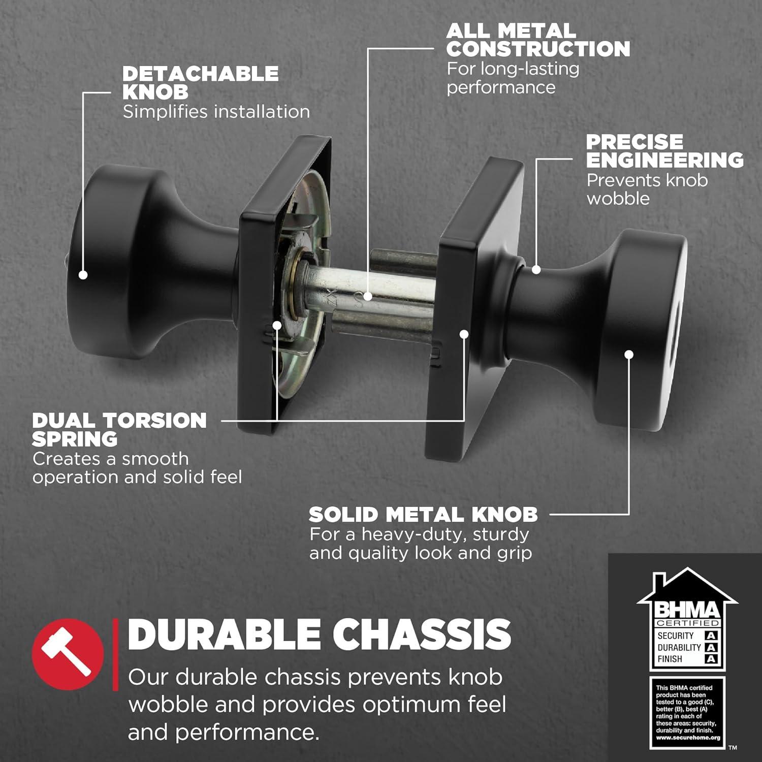 Pismo Keyed Door Knob with Square Rosette and Smartkey