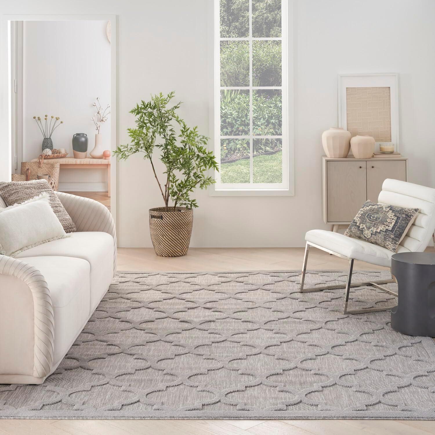 Nourison Easy Care 9' x 12' Silver Grey Indoor/Outdoor Rug