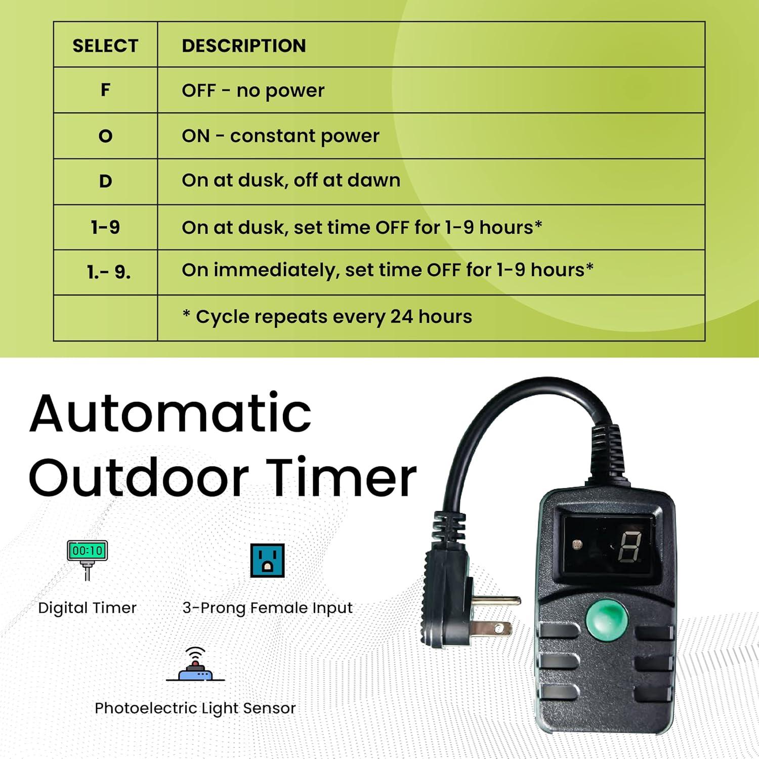 GoGreen Power (GG-36003) Outdoor Digital Timer, Photoelectric sensor, Black