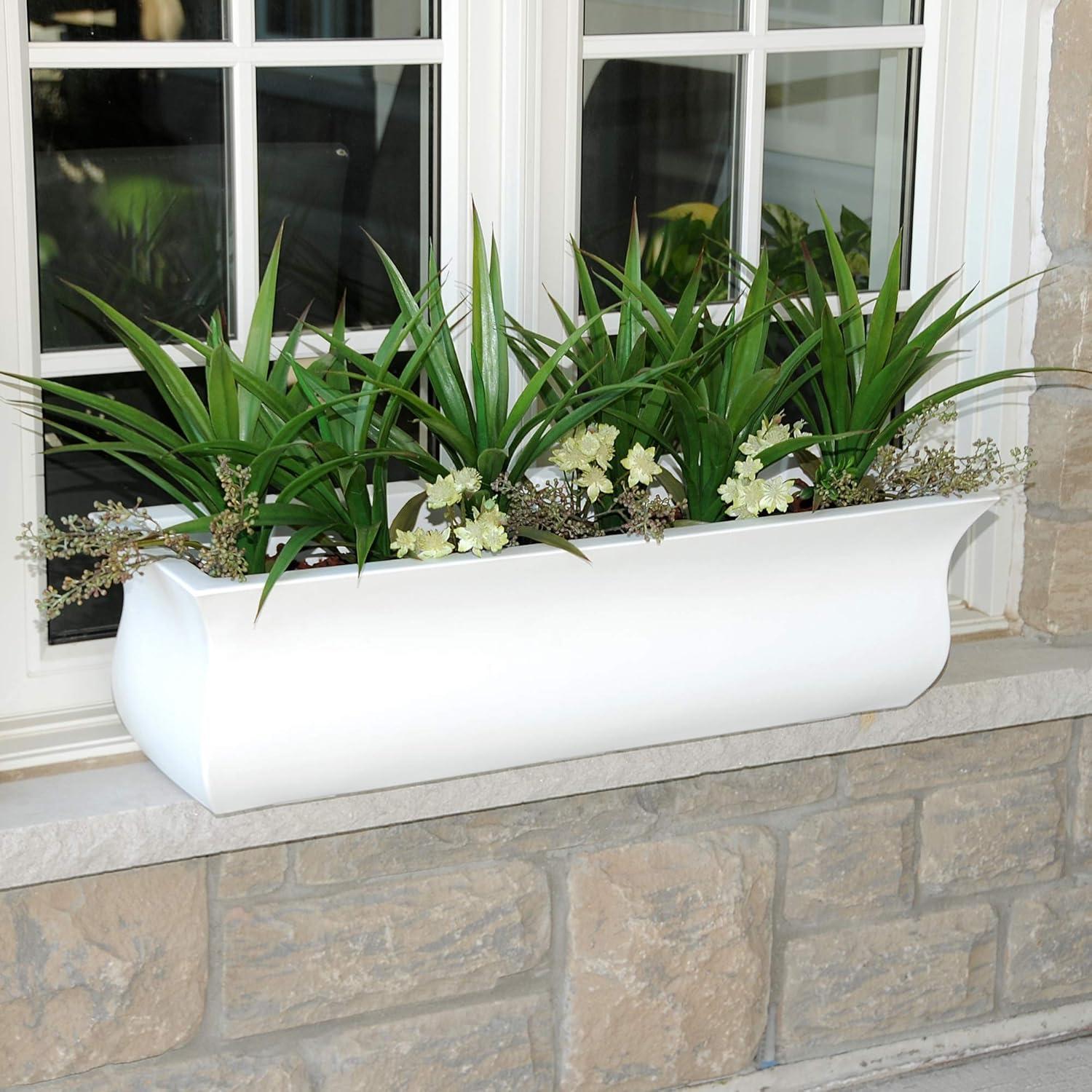 Mayne Valencia 36" x 10" x 10" Self-Watering Polyethylene Window Box - White