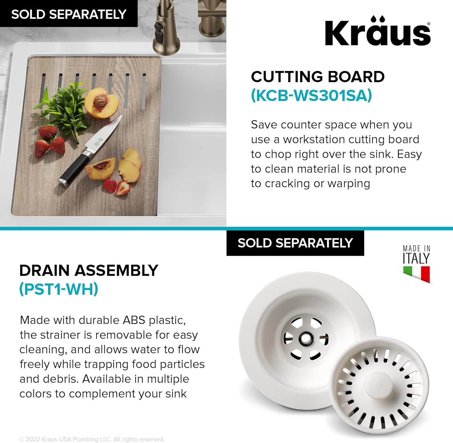 KRAUS Turino™ 33" L Farmhouse Reversible Apron Front Fireclay Single Bowl Kitchen Sink