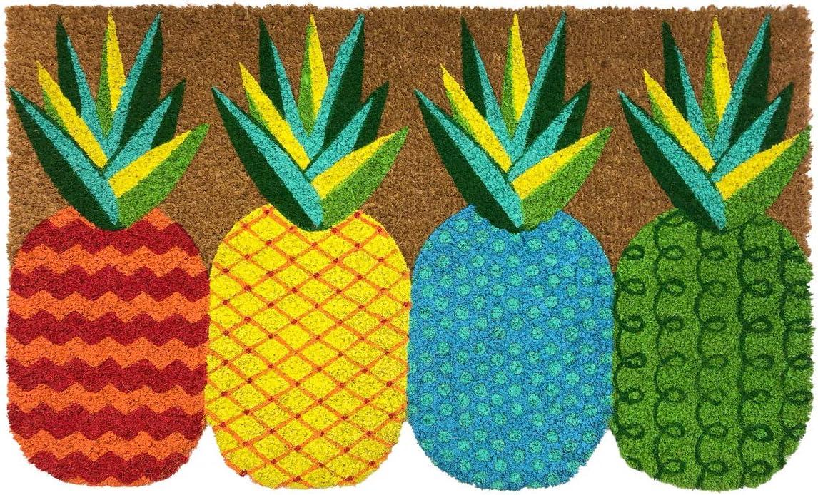 Colorful Pineapple Coir Outdoor Doormat with Rubber Backing