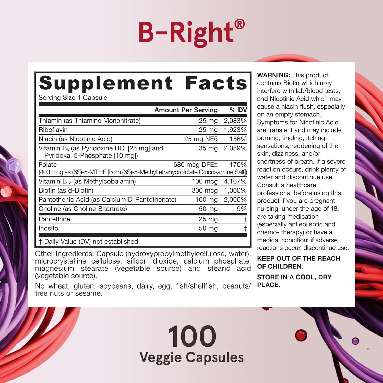 Jarrow Formulas, Inc. Vegan B-Right Optimized B-Complex 100 Veg Caps