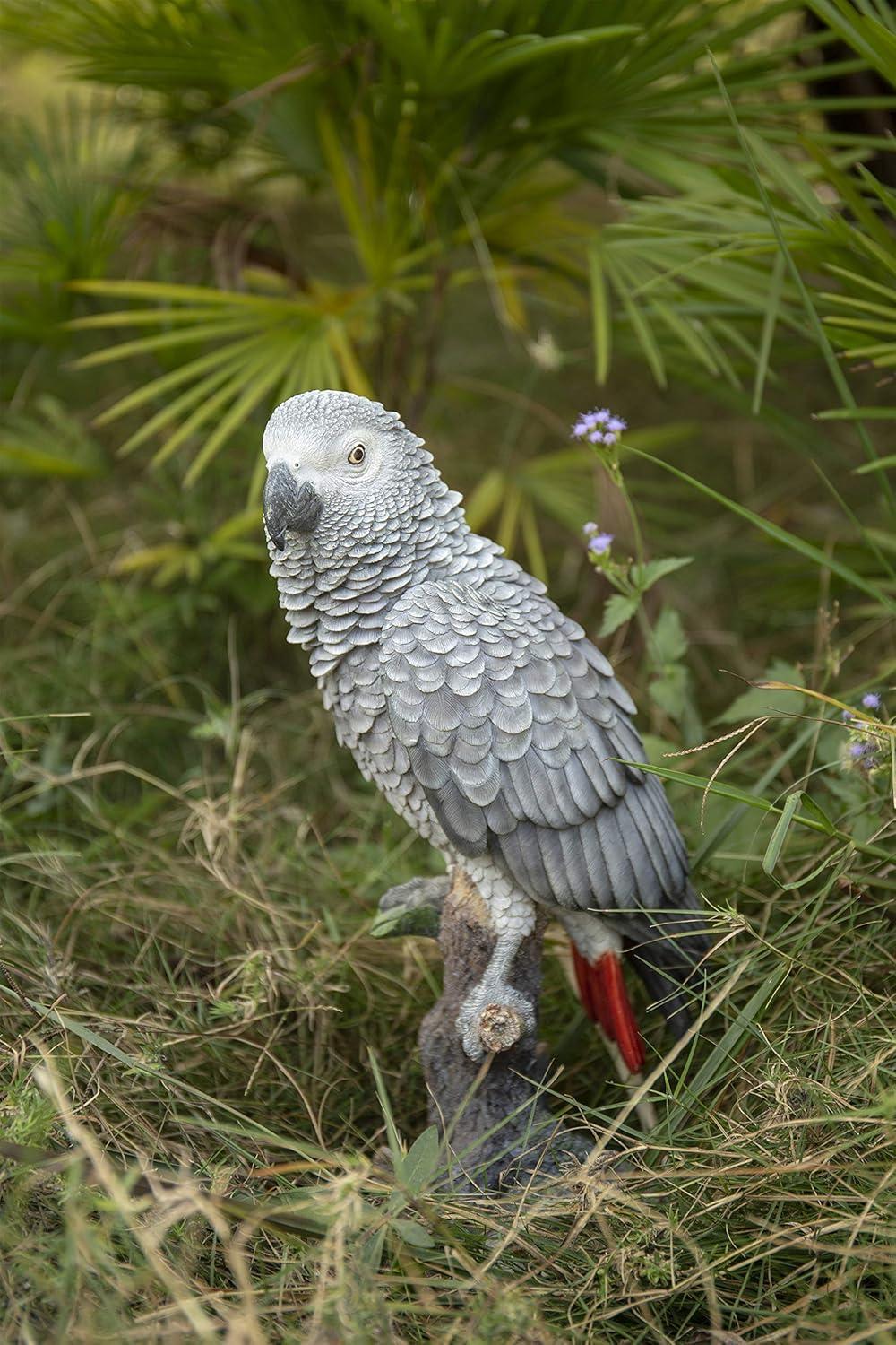 Hi-Line Gift Grey Gabon Parrot ON Stump