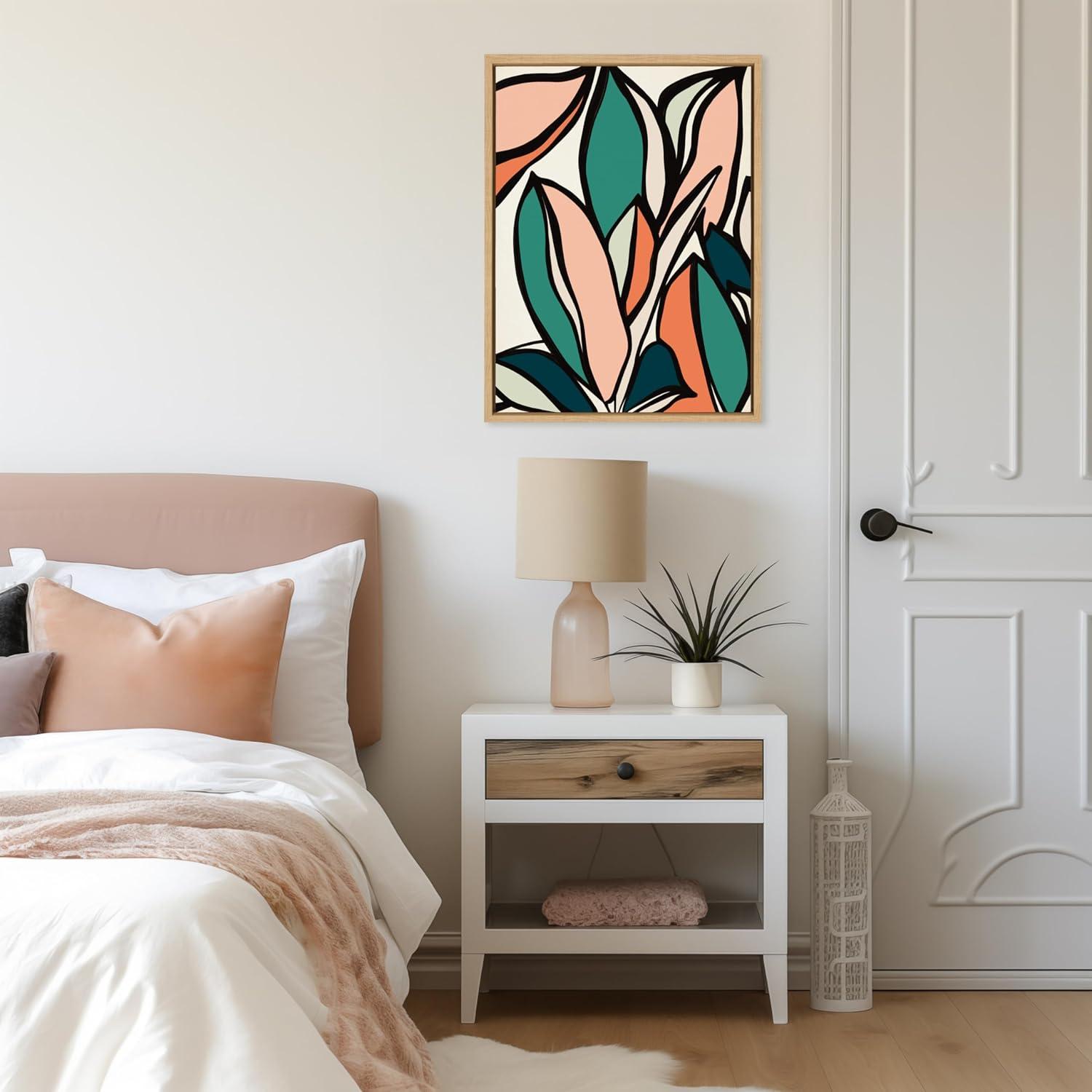 Kate & Laurel All Things Decor 18"x24" Sylvie Fanciful Ficus 2 Wall Art by Alicia Bock Natural: Modern Canvas, Plastic Framed