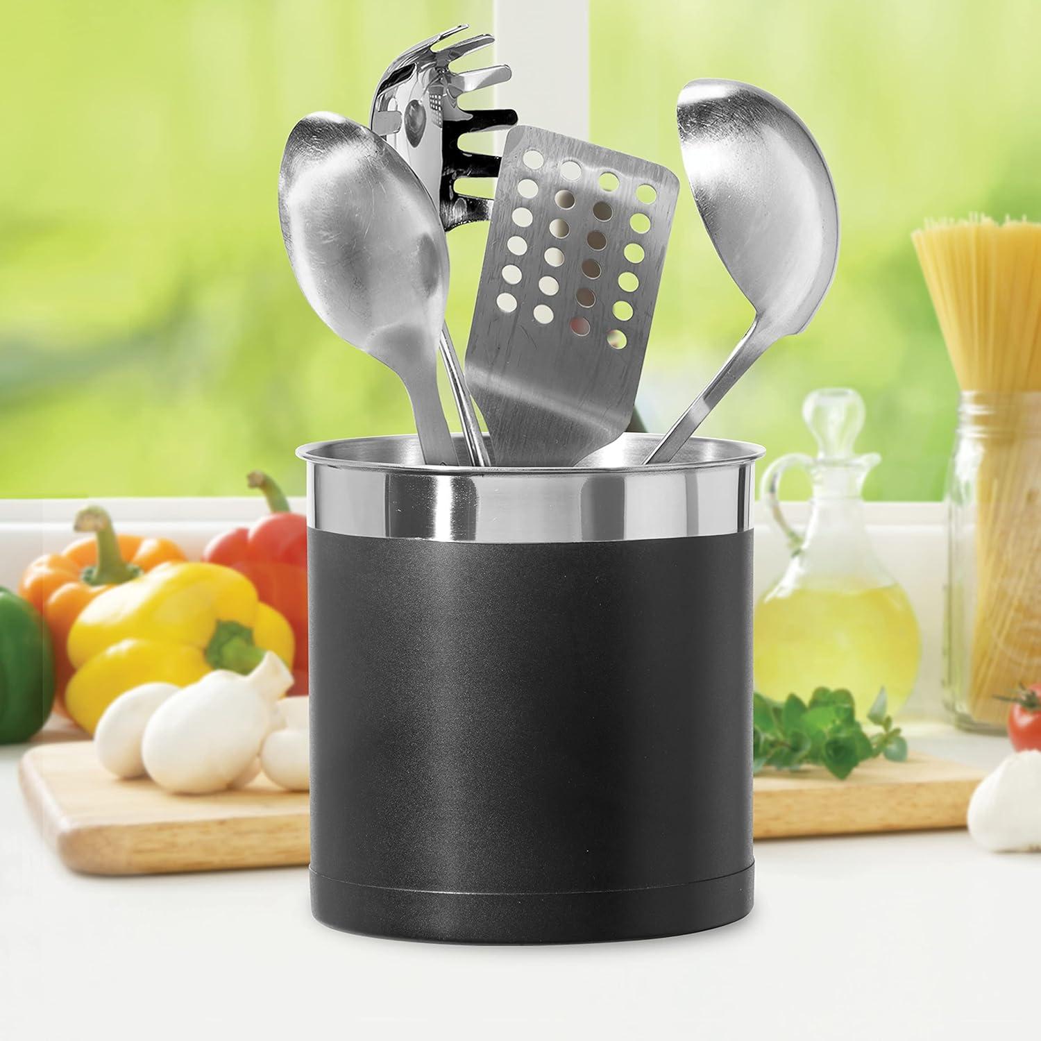 Stainless Steel Jumbo Utensil Holder (7" dia x 6.5" H)