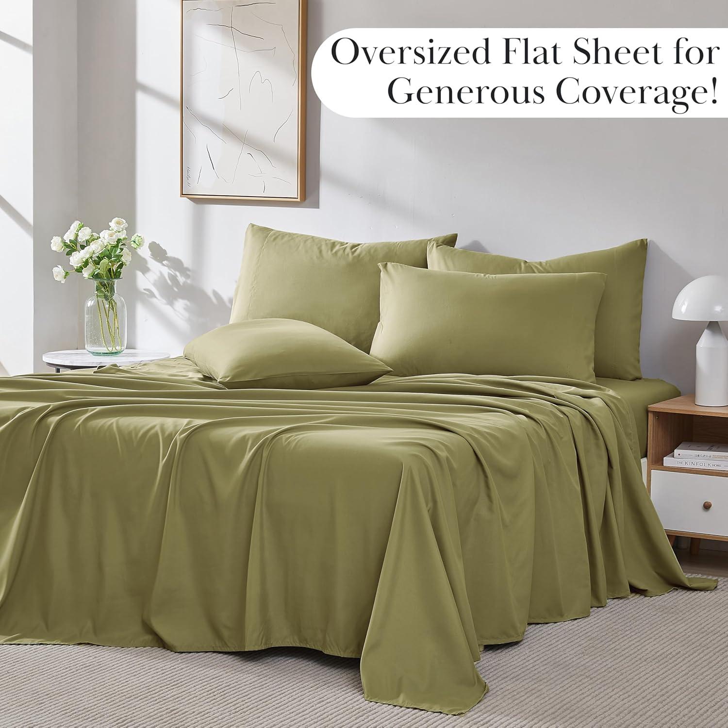 Sage Green Microfiber California King Deep Pocket Sheet Set