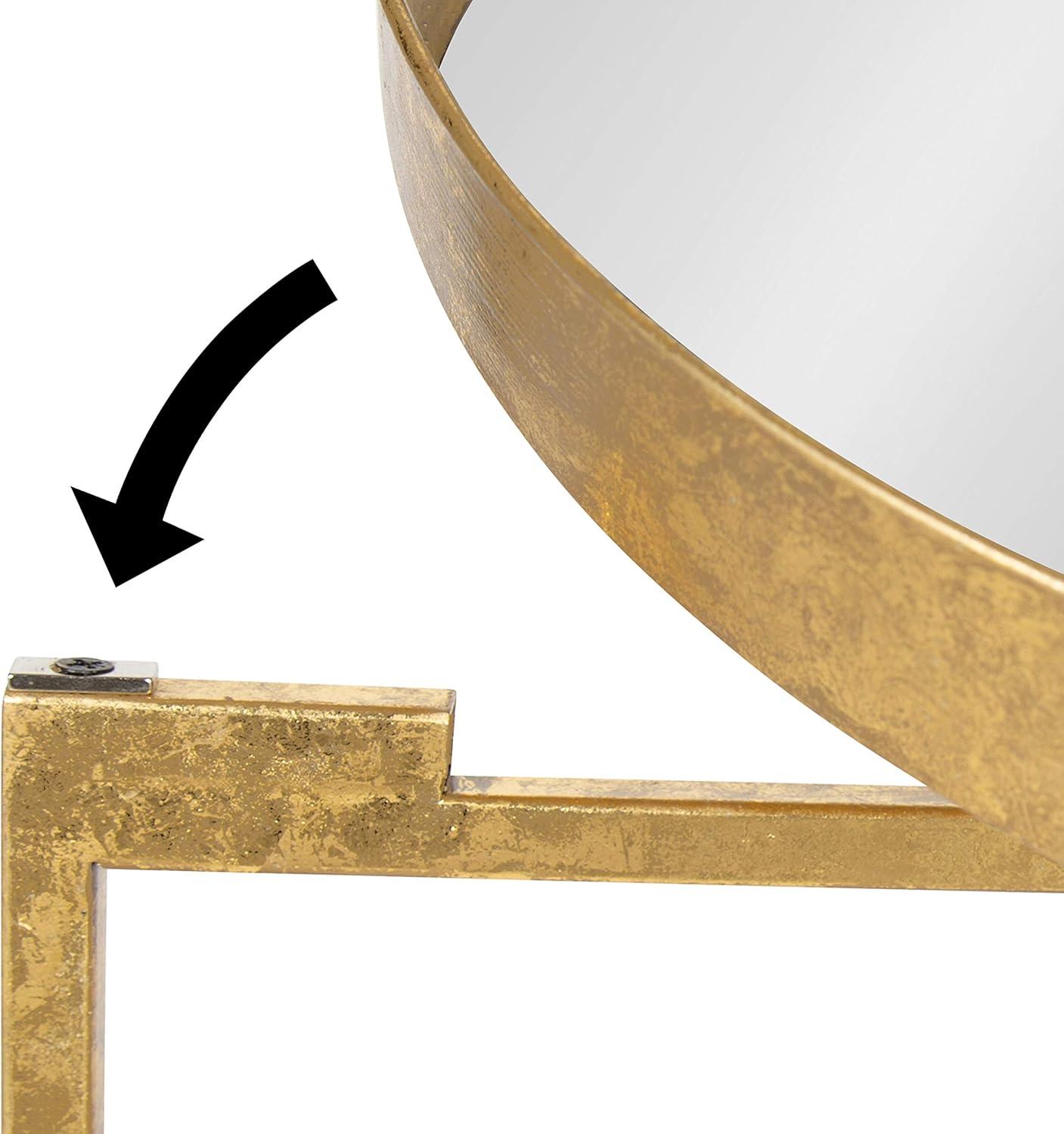 Kate and Laurel Celia Round Metal Side Table, 18.25x18.25x22, Gold and Mirror
