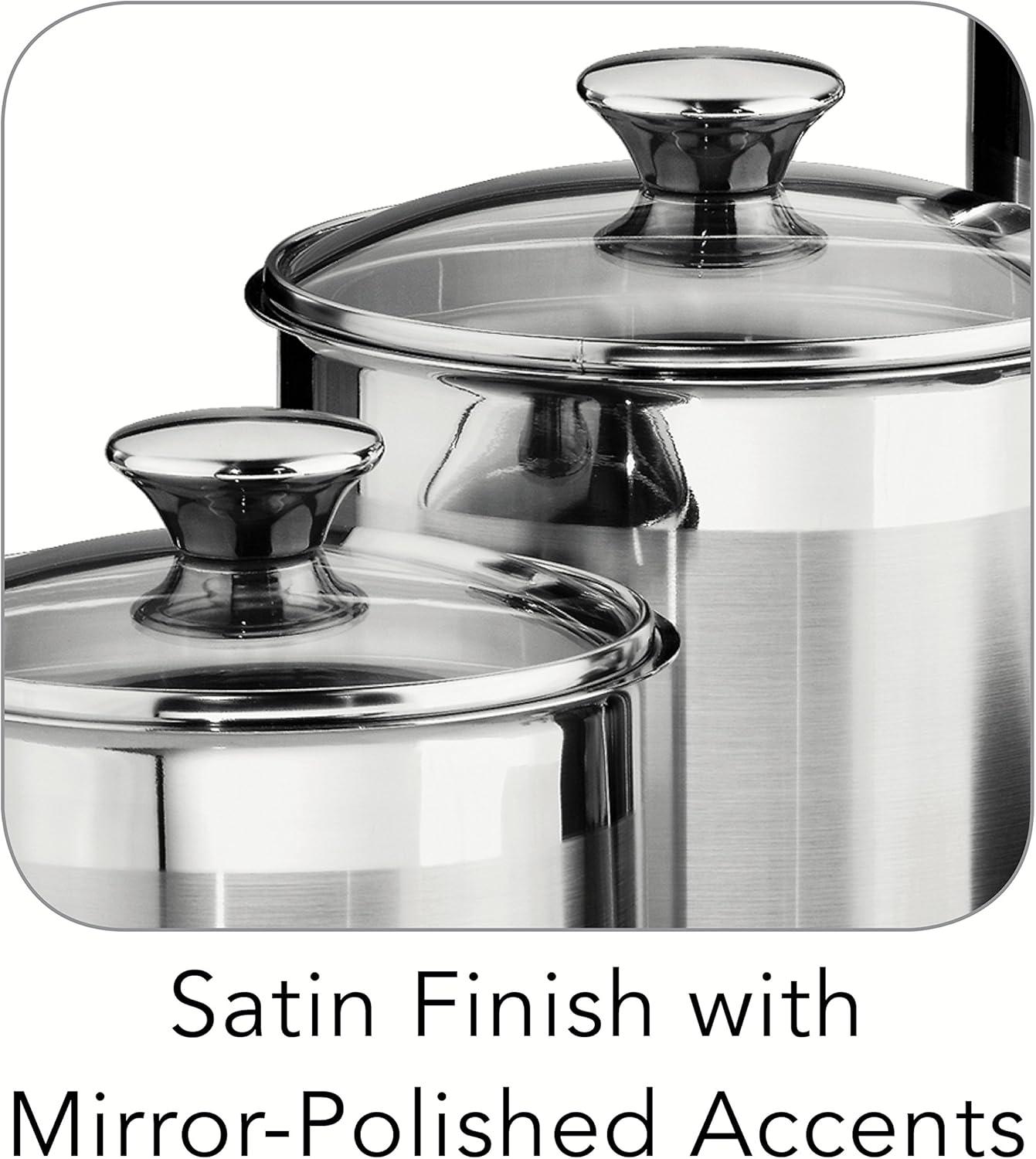 Stainless Steel 8-Piece Canister and Scoop Set with Glass Lids