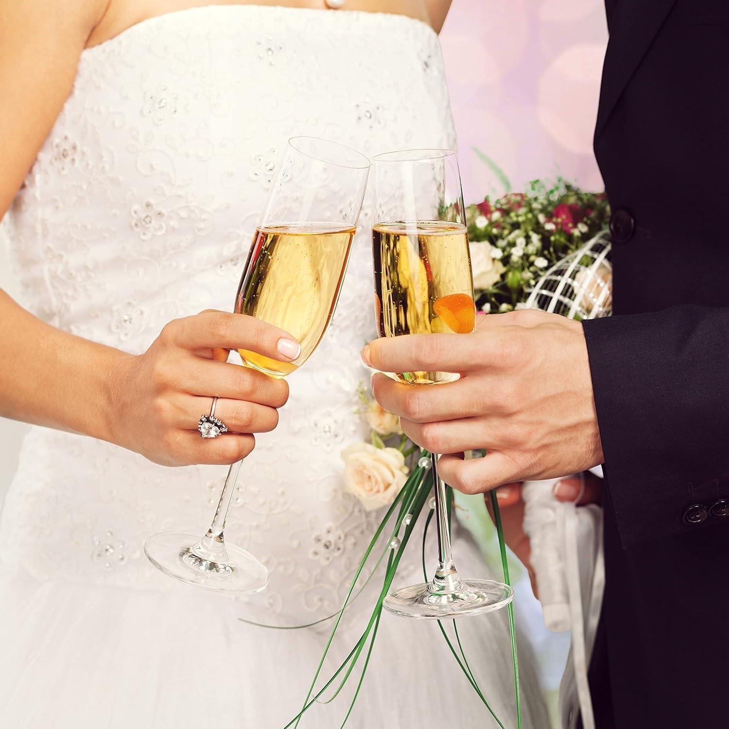 NutriChef 2 Pcs. of Crystal Champagne Flutes - Ultra Clear, Elegant Champagne Glasses, Hand Blown