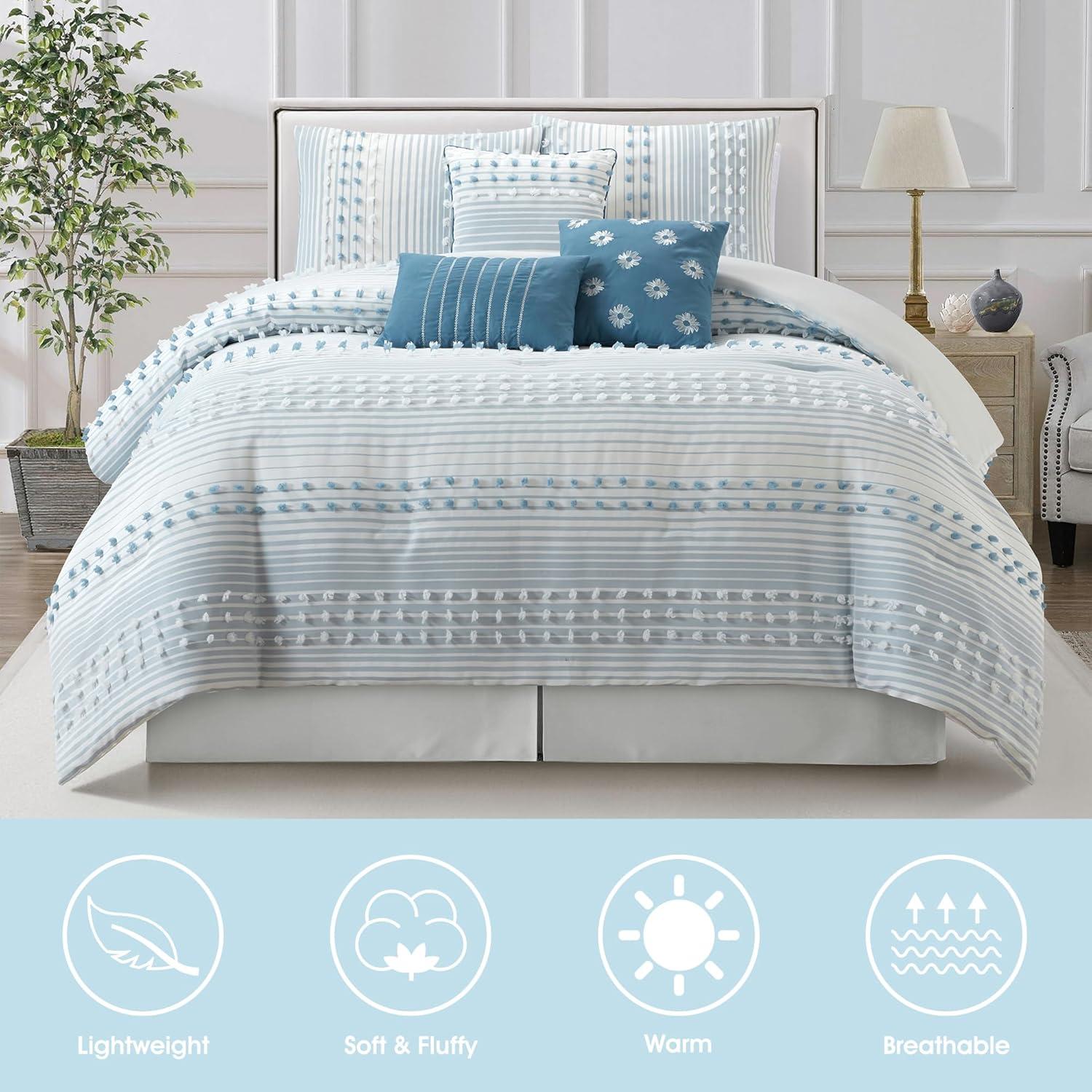Nanshing America, Inc Clarion Pink 7 Piece Chic Striped Comforter Set