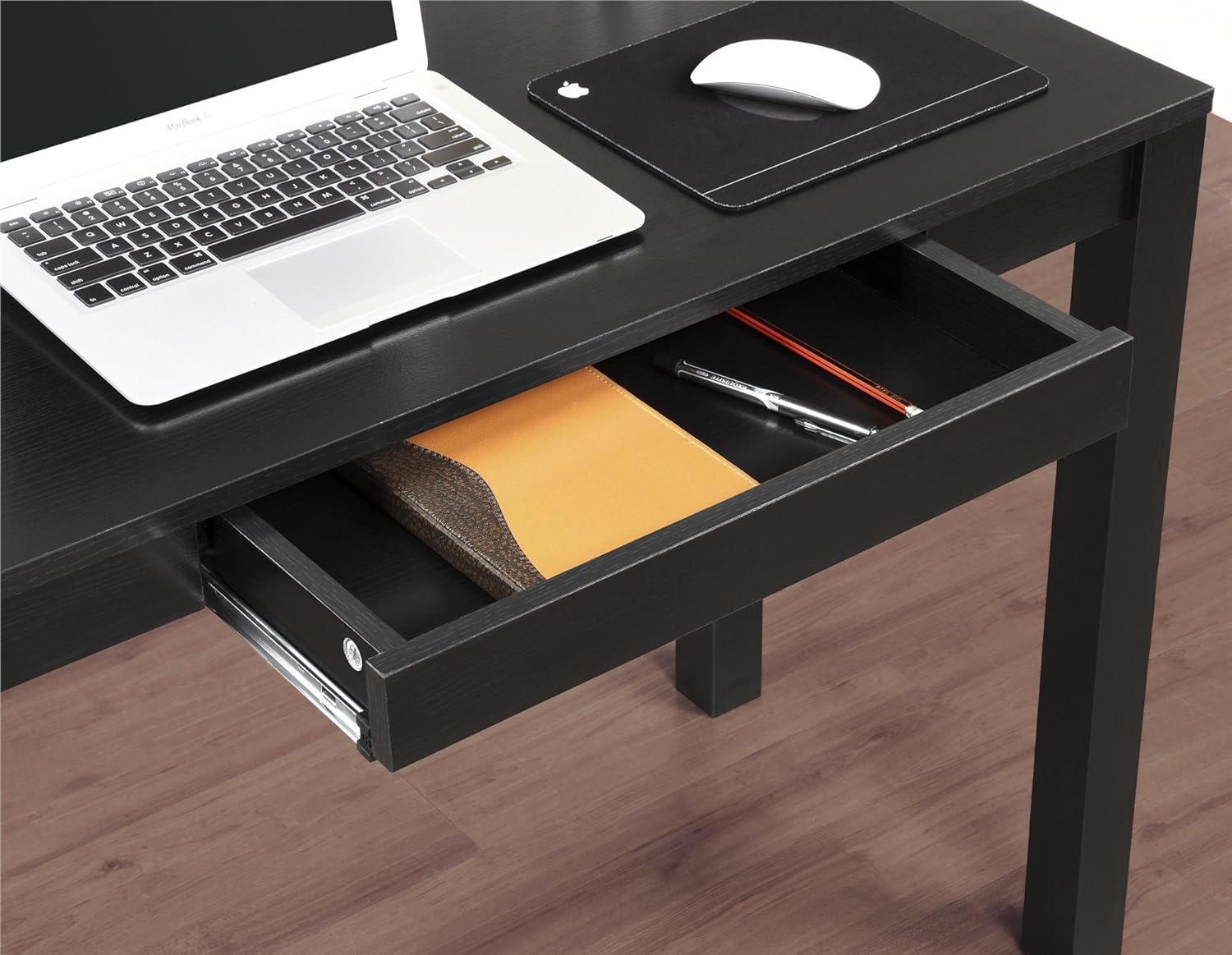 Sleek Minimalist Black Parsons Desk with Storage Drawer