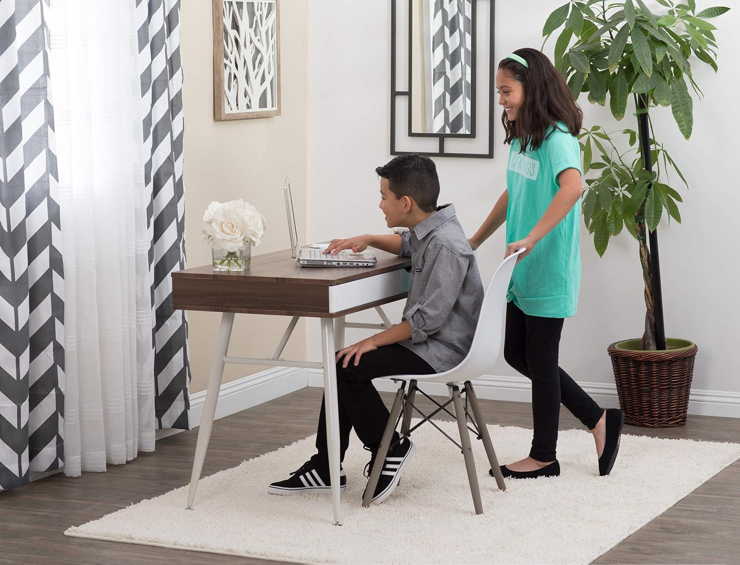 Alcove Writing Desk Chestnut - Calico Designs: Metal Frame, MDF Surface, Mid-Century Modern Style