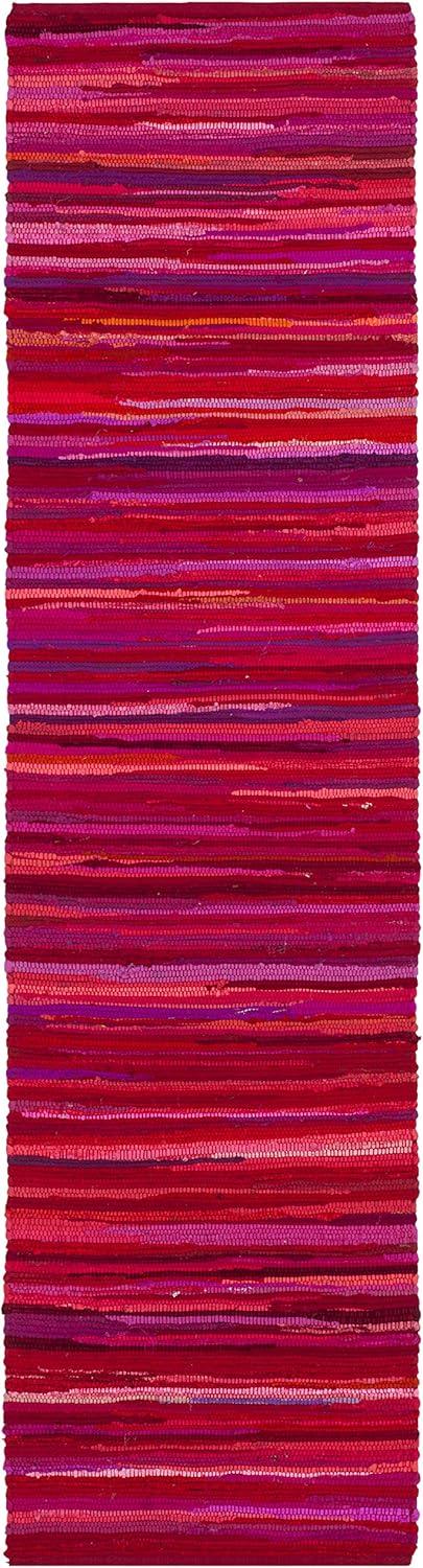Rag Rug RAR130 Hand Woven Indoor Runner Rug - Red/Multi - 2'3"x12' - Safavieh.