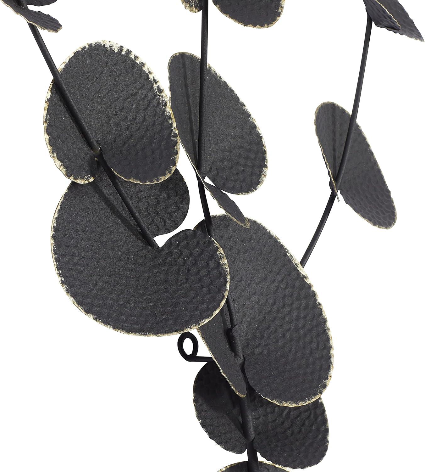 DecMode Black Metal Leaf Wall Decor