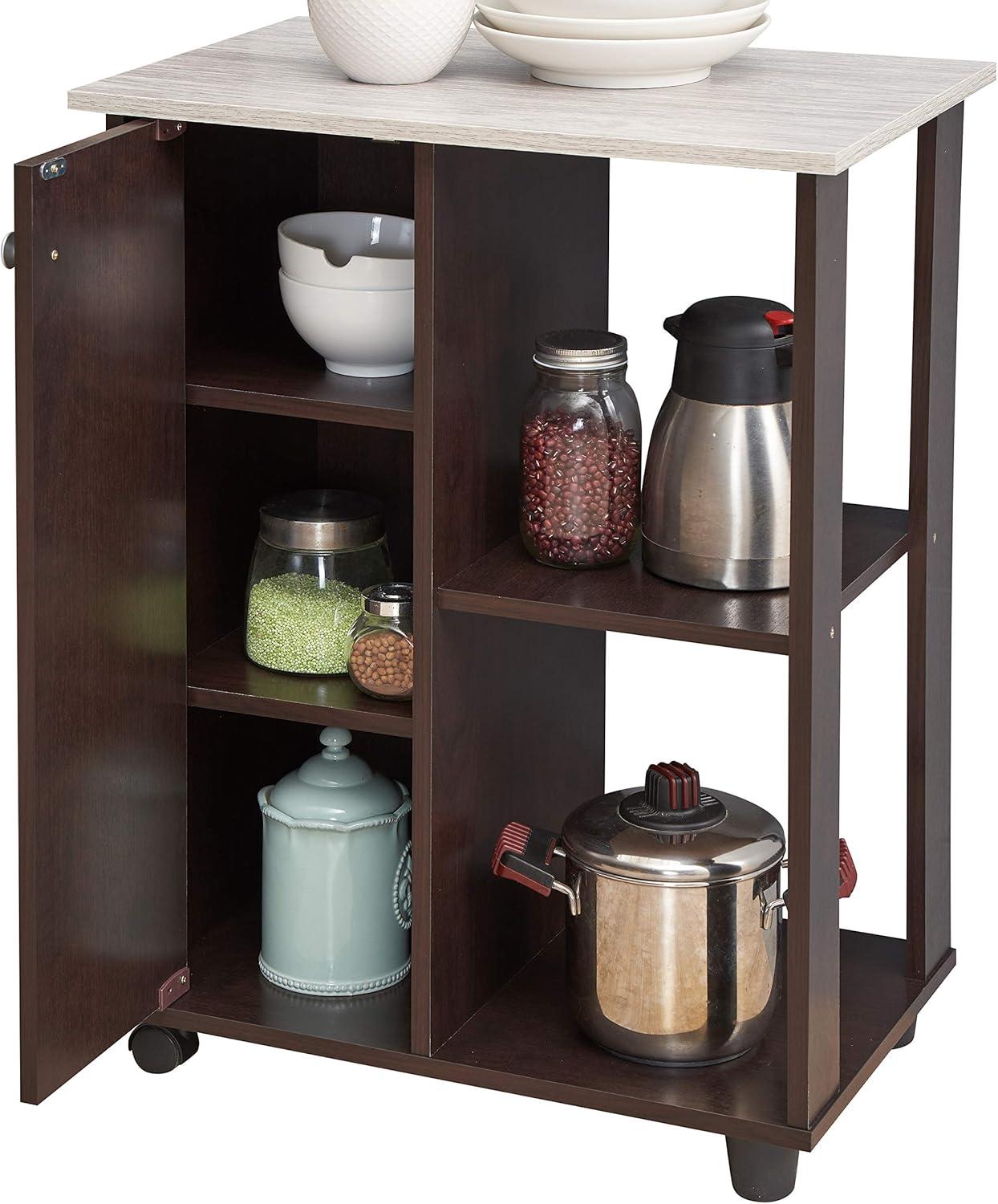 23.6" Wide Open Shelves and Cabinet Space Kitchen Cart