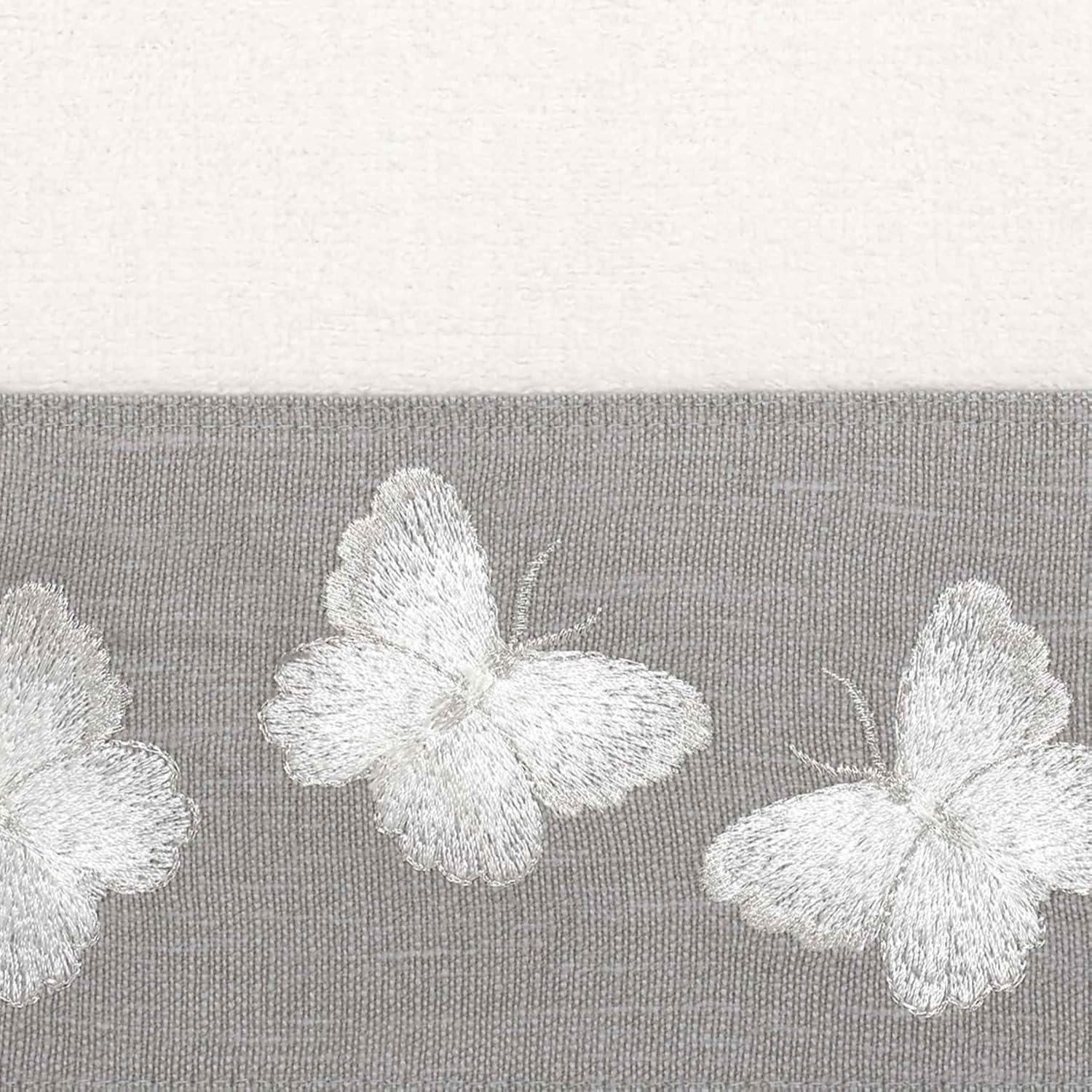 Organic Cotton White Hand Towel with Butterfly Embroidery