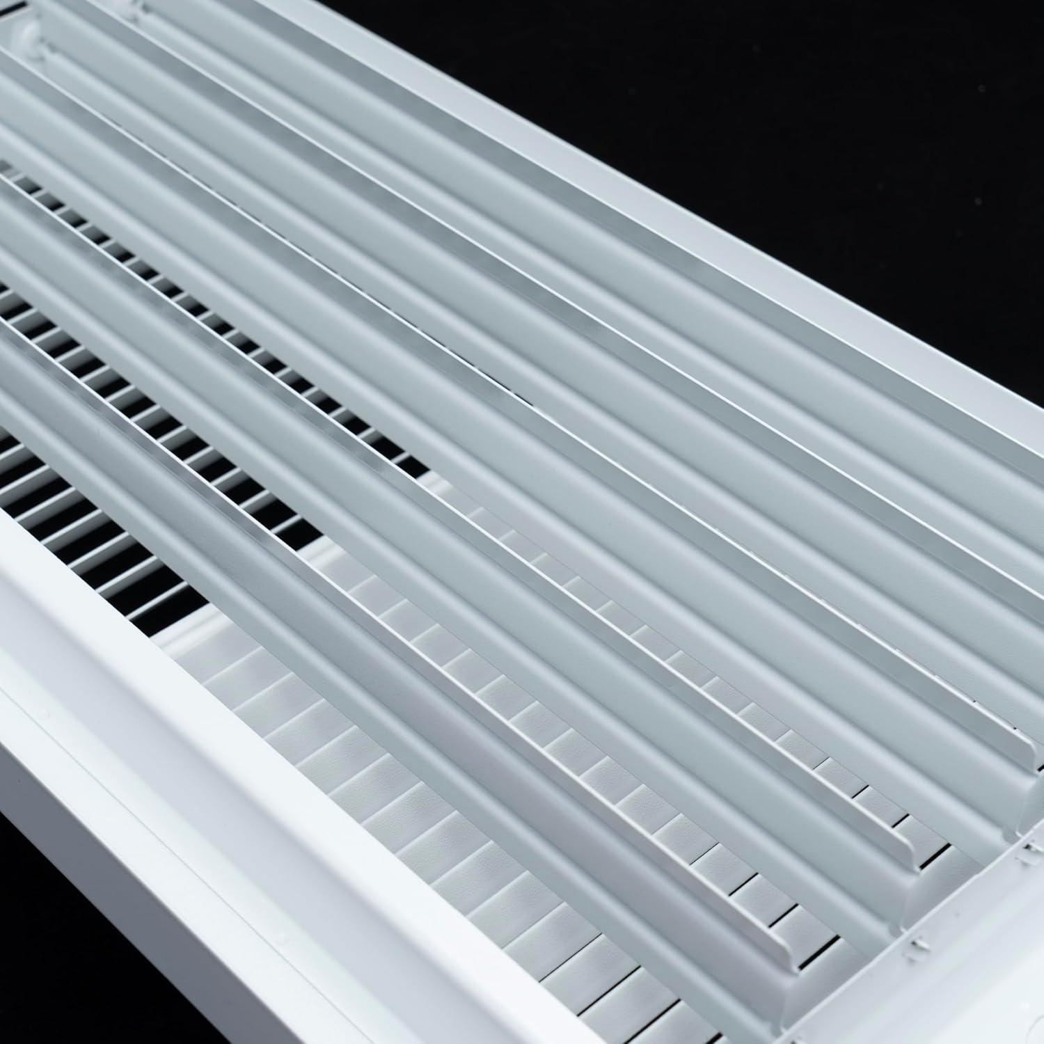 Fits 14x6 Duct Opening | Steel Baseboard Air Supply Grille with Multi-Shutter Damper | Air Register Vent Cover Grill | White | Outer Dimensions: 15-1/4" x 7-1/4"