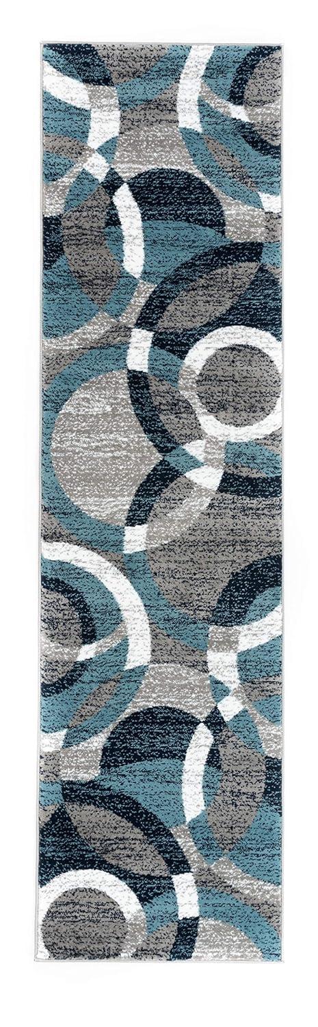 World Rug Gallery Geometric Circles Blue 2' x 7' Runner Rug