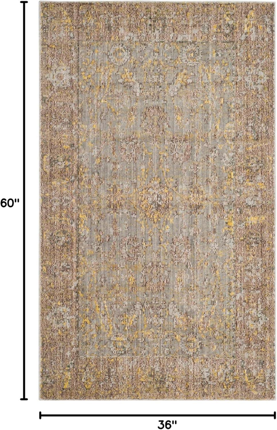 Grey and Multicolor Synthetic Rectangular Area Rug, 3' x 5'