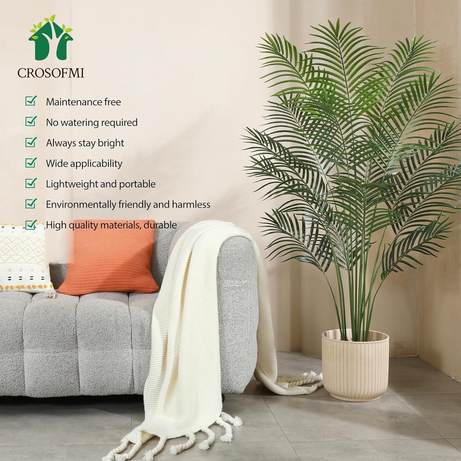 Artificial Areca Palm Plant 5Ft Fake Tropical Palm Tree, Perfect Faux Dypsis Lutescens Plants in Pot for Indoor Outdoor House Home Office Garden Modern Decoration Housewarming Gift,1Pcs