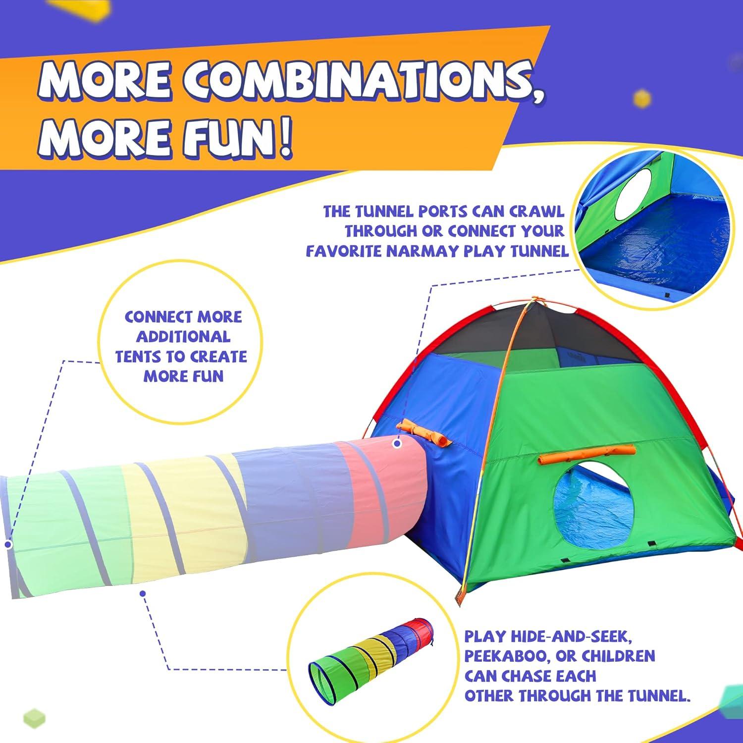 Colorful Kids Dome Play Tent with Mesh Top and Tunnel Ports