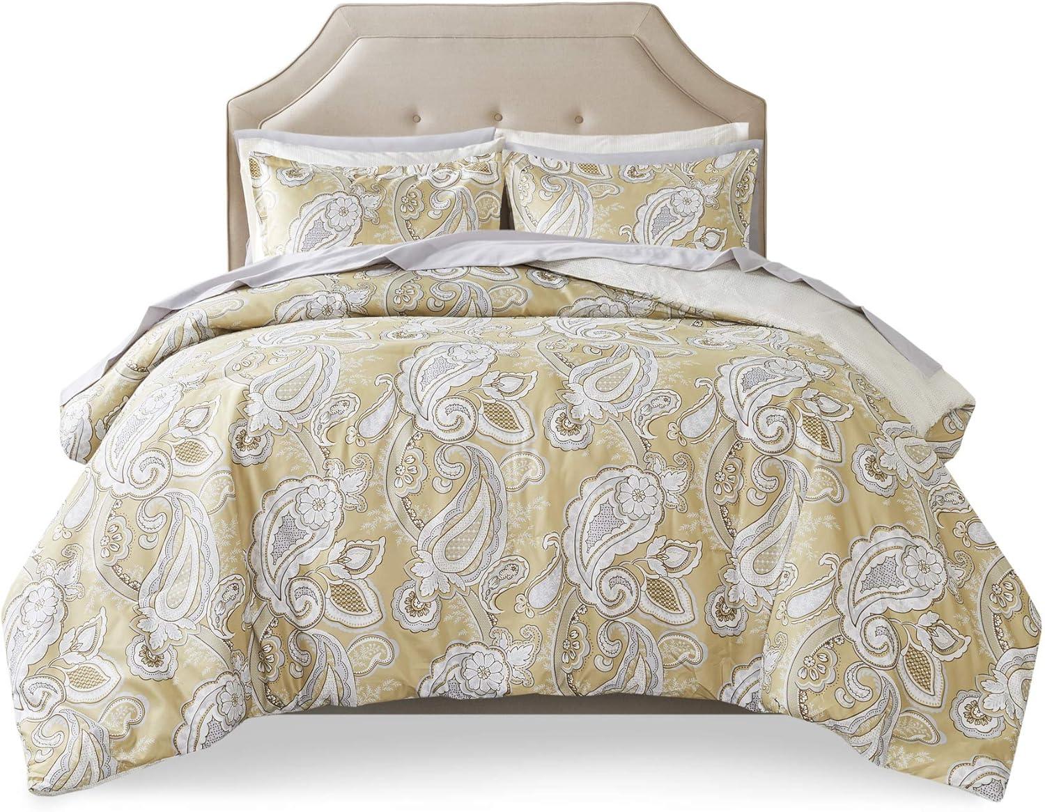 Full Gray Paisley Microfiber Bed in a Bag Set