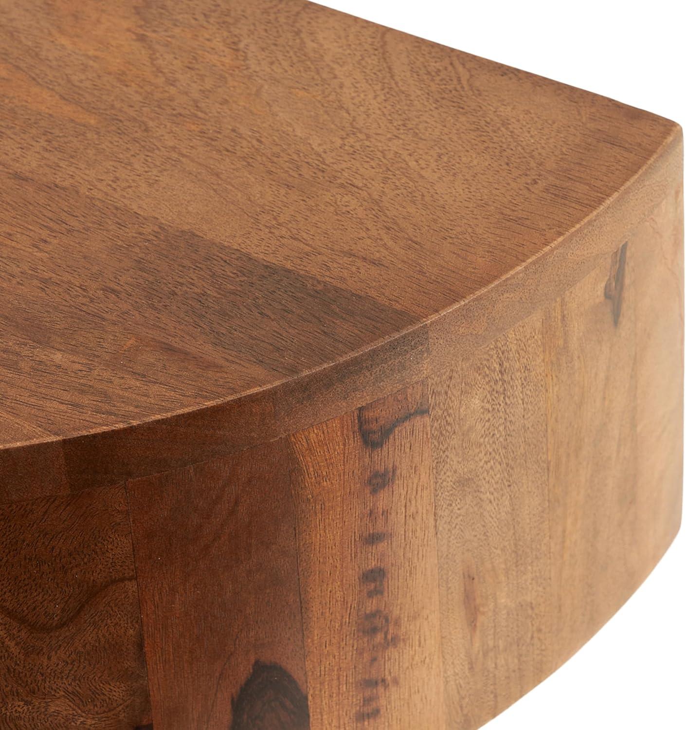 Walnut Brown Mango Wood Floating Side Table with Drawer