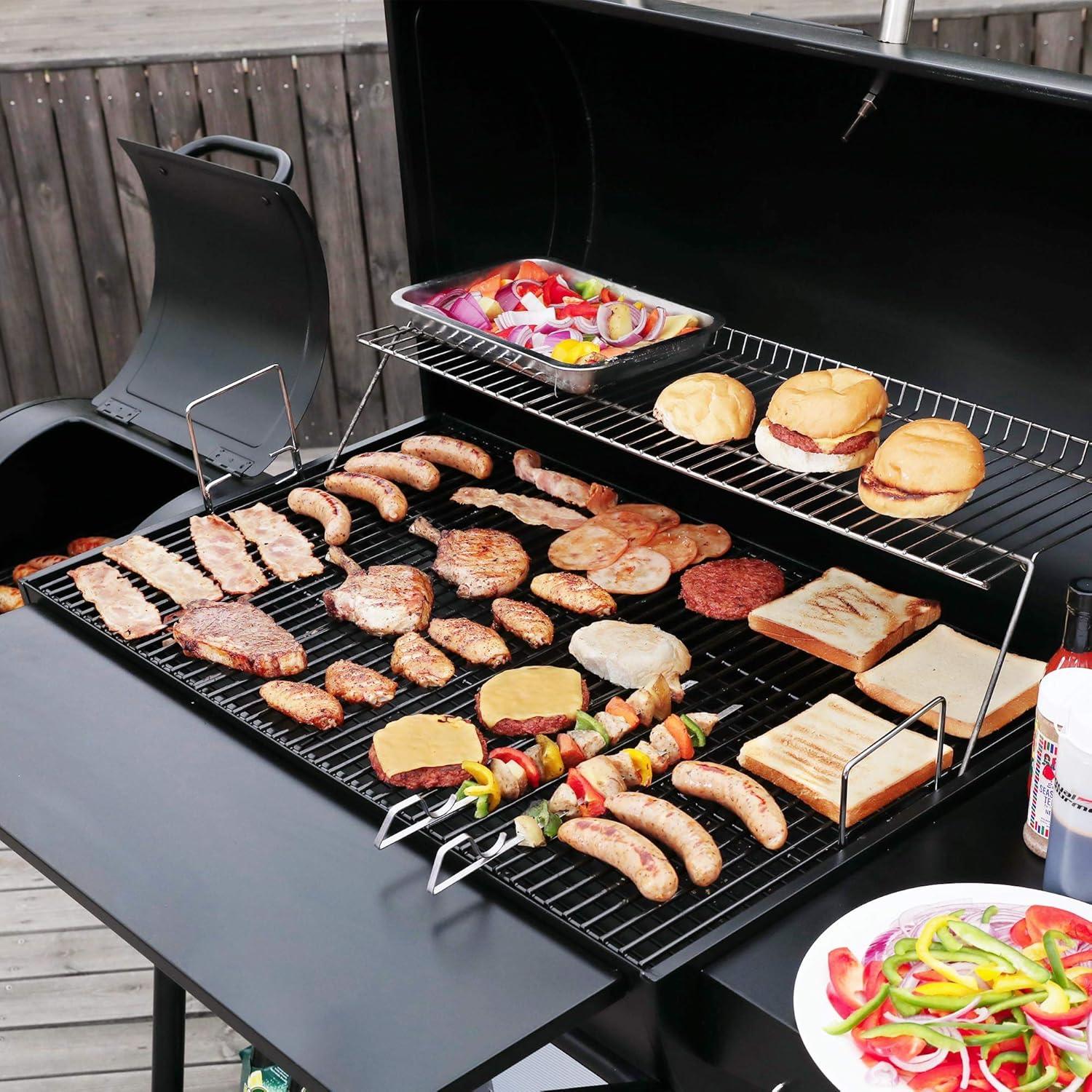 Royal Gourmet Black Steel Charcoal Grill with Offset Smoker