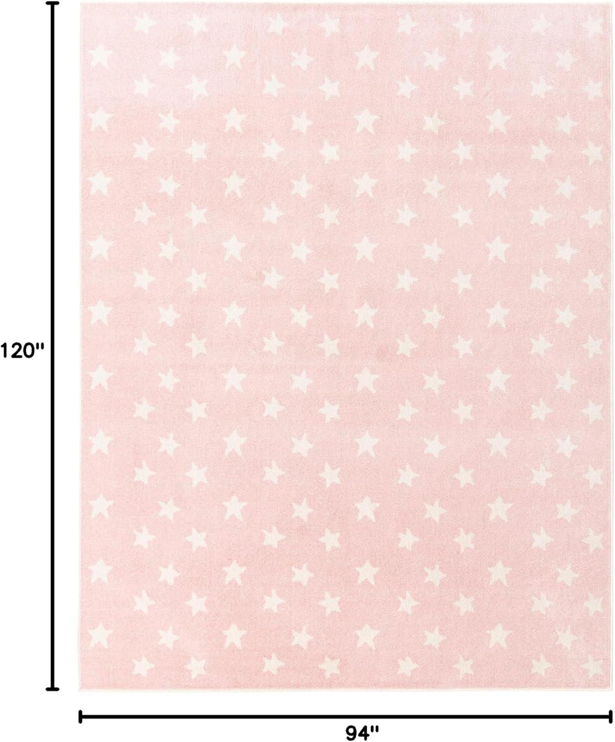 Unique Loom Whimsy Stars Baby Pink/Ivory Kid Rug