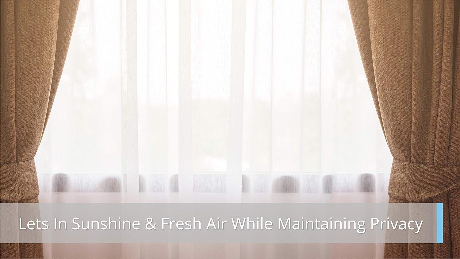 HLC.ME Semi Sheer Voile Light Filtering Transparent Window Curtain Grommet Panels - Set of 2 - Silver, 54 W x 84 L