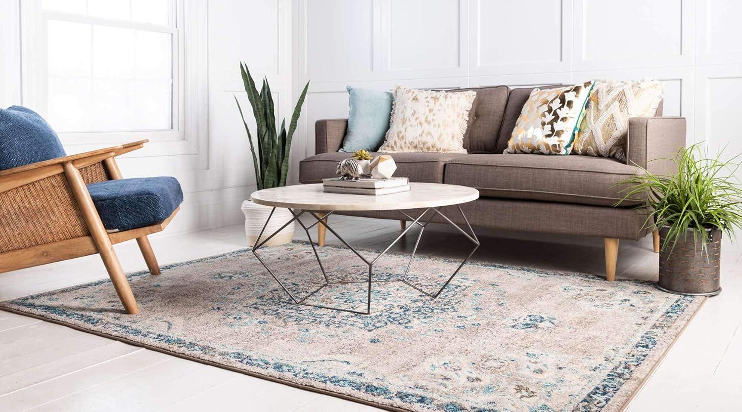 Unique Loom Penrose Collection Area Rug - Alexis (7' 10" x 10' Rectangle Gray/Beige)