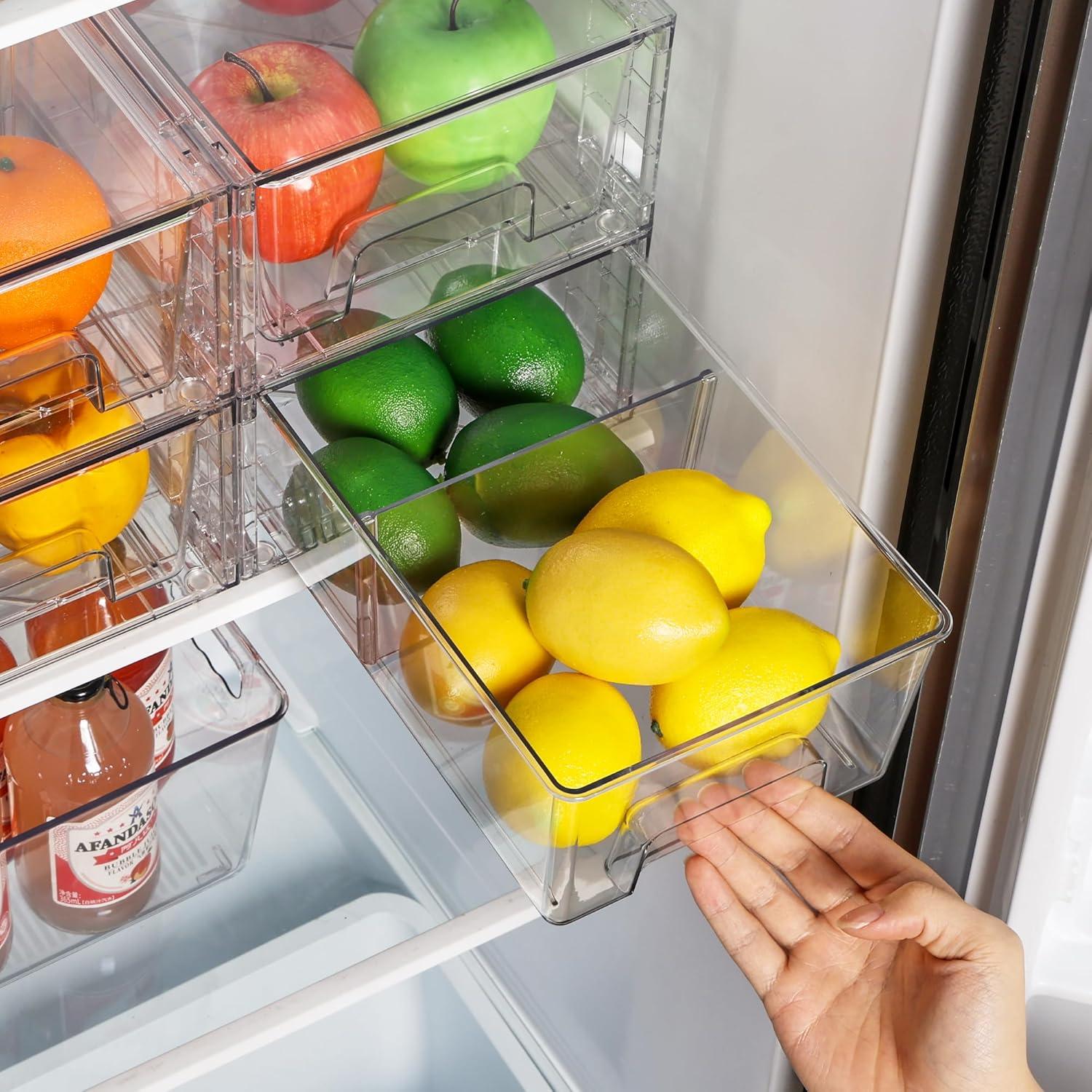 Clear Stackable Acrylic Storage Drawers with Handles, 4 Pack