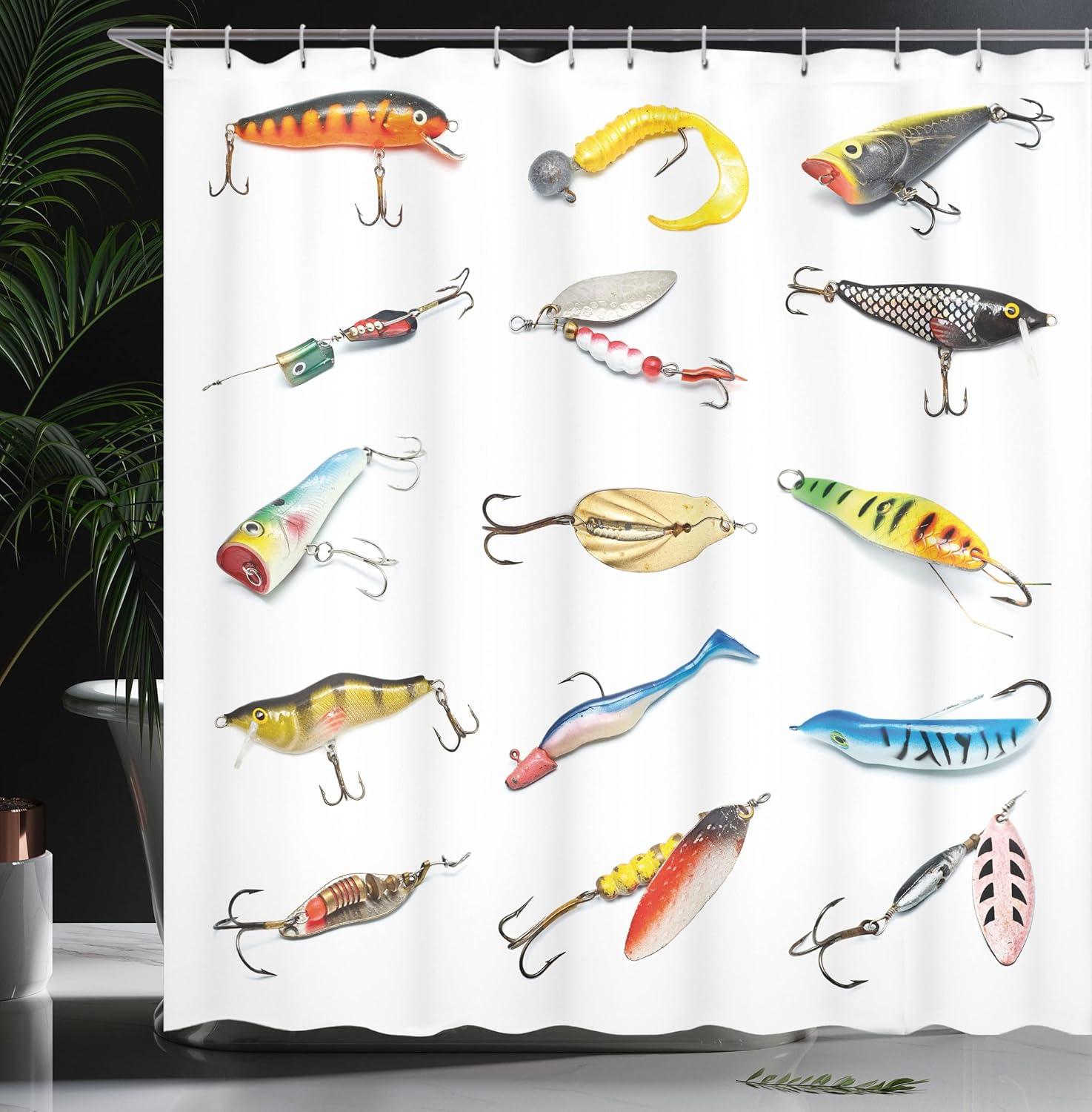 Ambesonne Fish Shower Curtain, Hunting Hobby Leisure, 69"Wx70"L, Multicolor