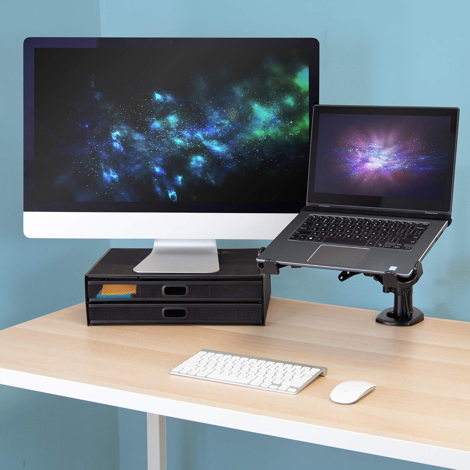 Mount-it Mount-It! VESA Clamp On Laptop Tray Notebook Holder Arm with Safety Strap and Safety Ledge Stopper