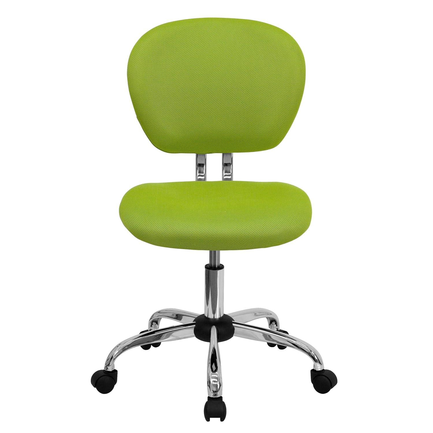 BizChair Mid-Back Apple Green Mesh Padded Swivel Task Office Chair with Chrome Base