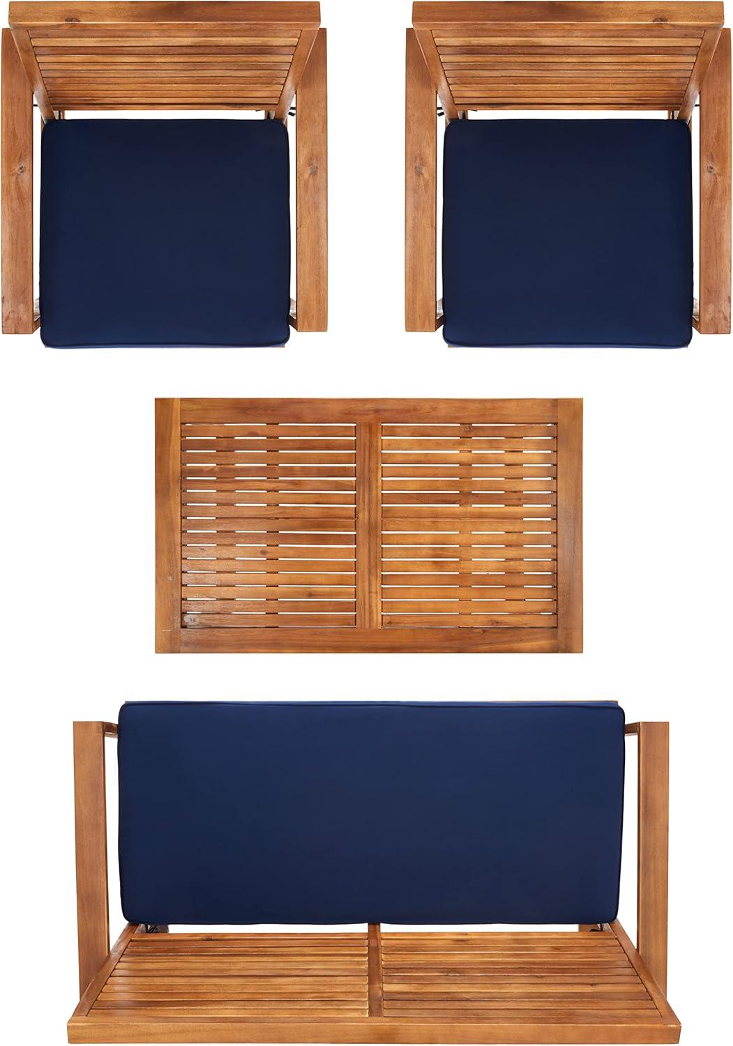 Ozark 4 Piece Set - Indoor/Outdoor - FOX6007 - Natural/Navy - Safavieh