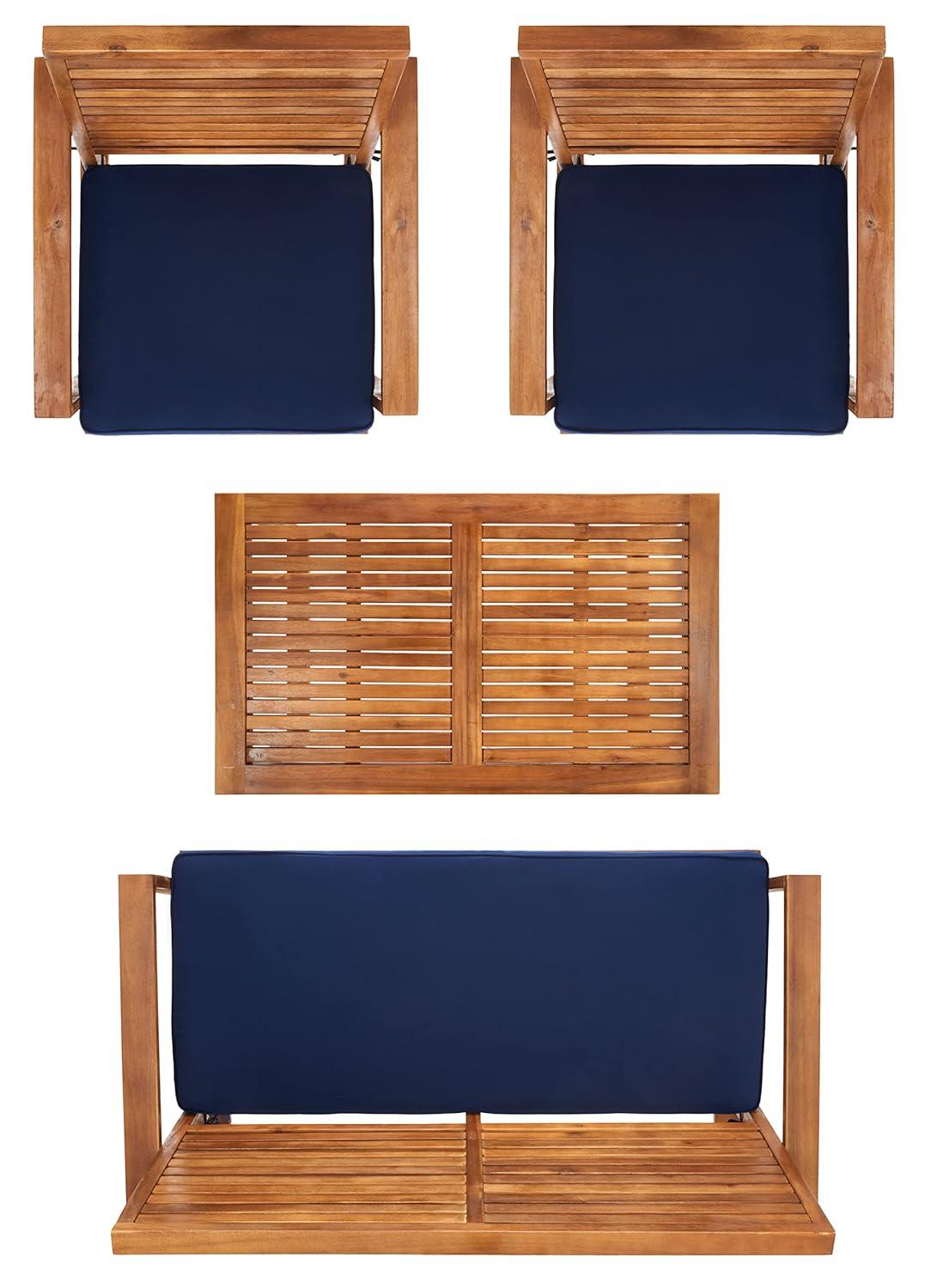 Ozark 4 Piece Set - Indoor/Outdoor - FOX6007 - Natural/Navy - Safavieh