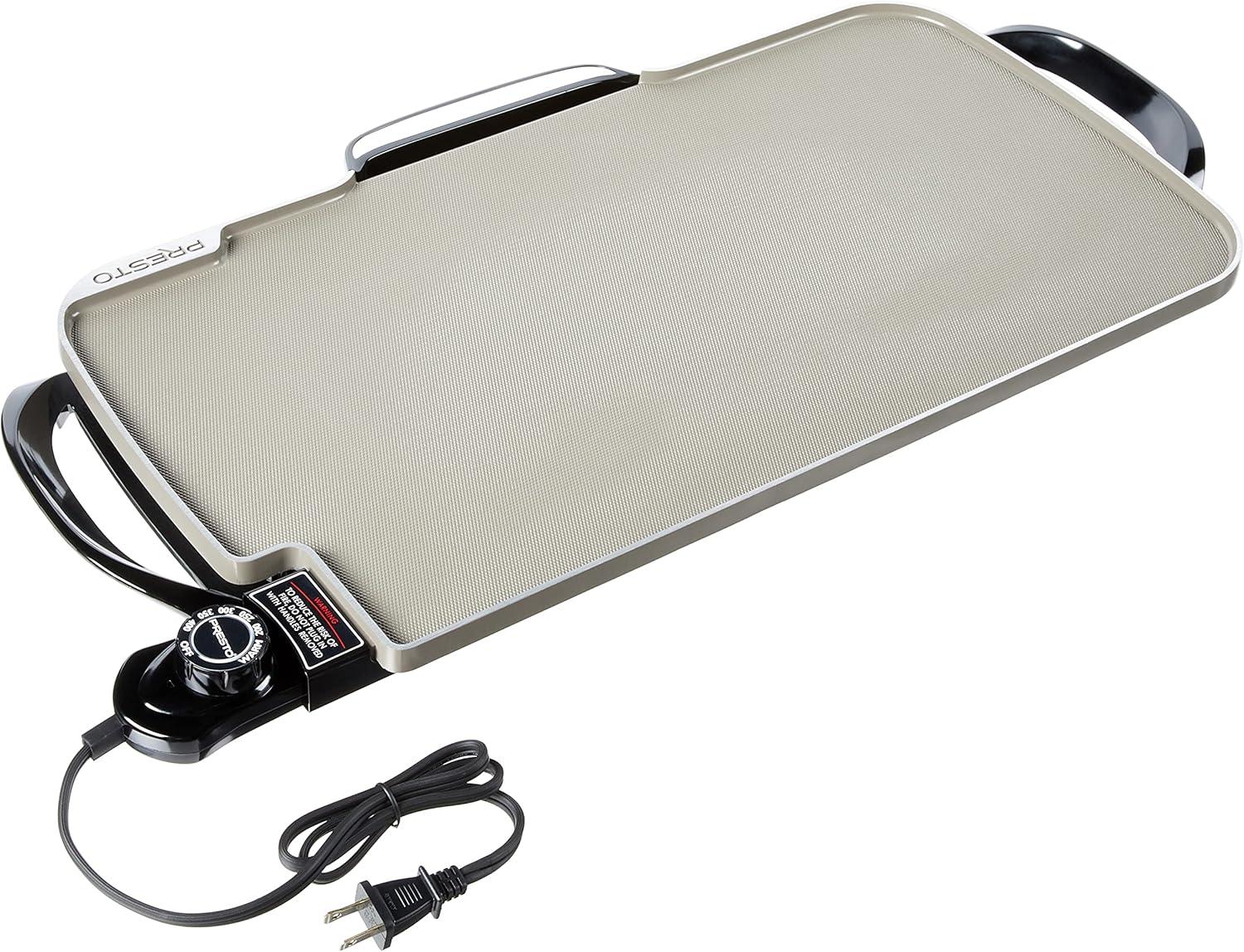 Extra-Large Silver Cast-Aluminum Electric Griddle with Removable Handles