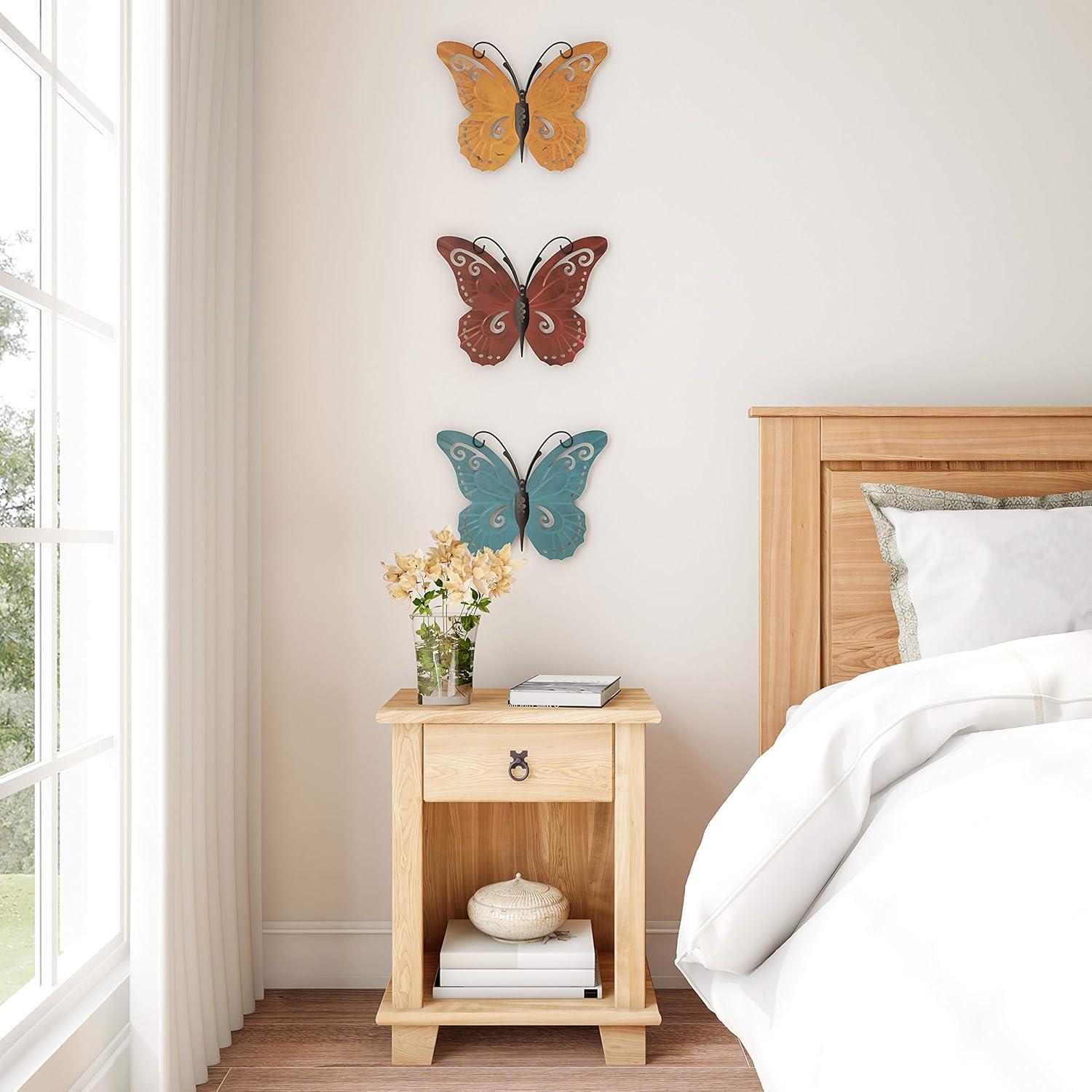 Hastings Home 3-Pc Modern Butterfly Metal Wall Art Set