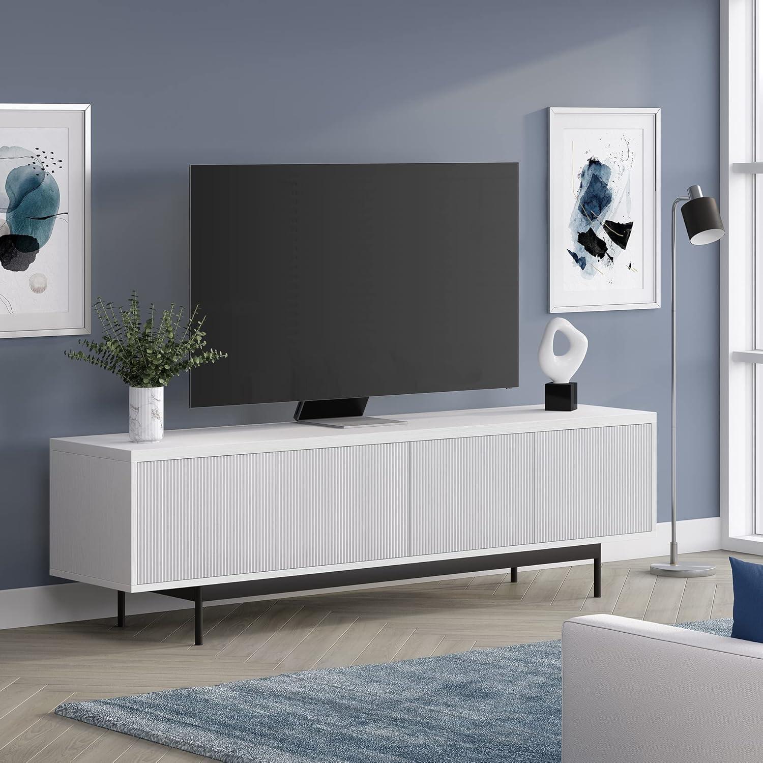 Evelyn&Zoe Whitman Rectangular TV Stand for TV's up to 75", White