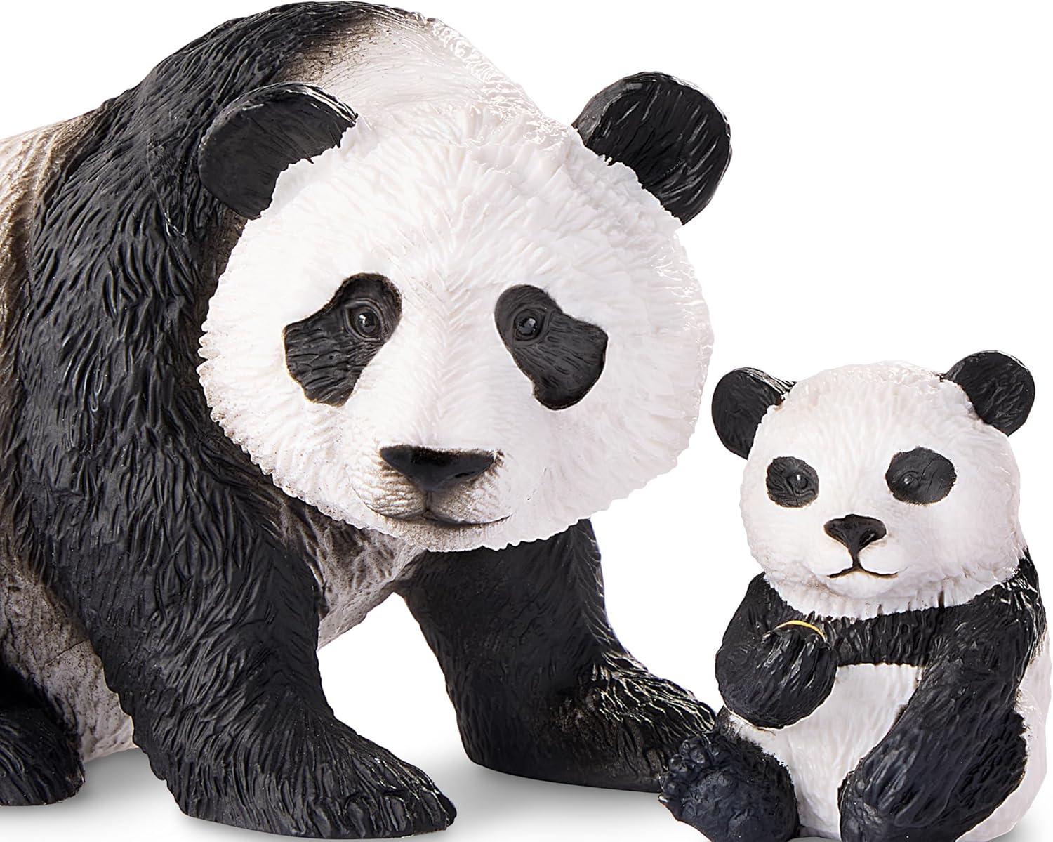 terra by battat - giant panda family - small panda bear animal toys for kids 3-years-old & up (4 pc)