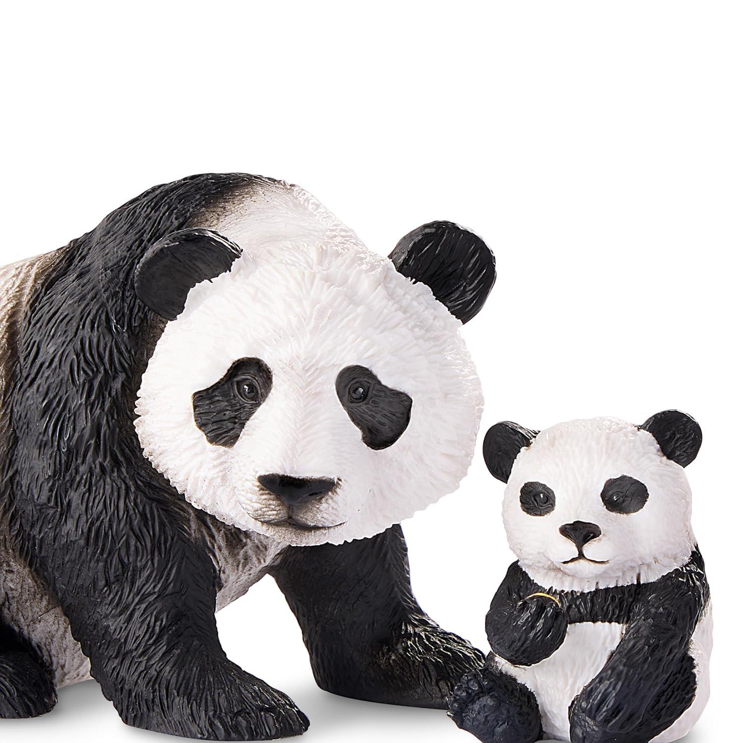 terra by battat - giant panda family - small panda bear animal toys for kids 3-years-old & up (4 pc)