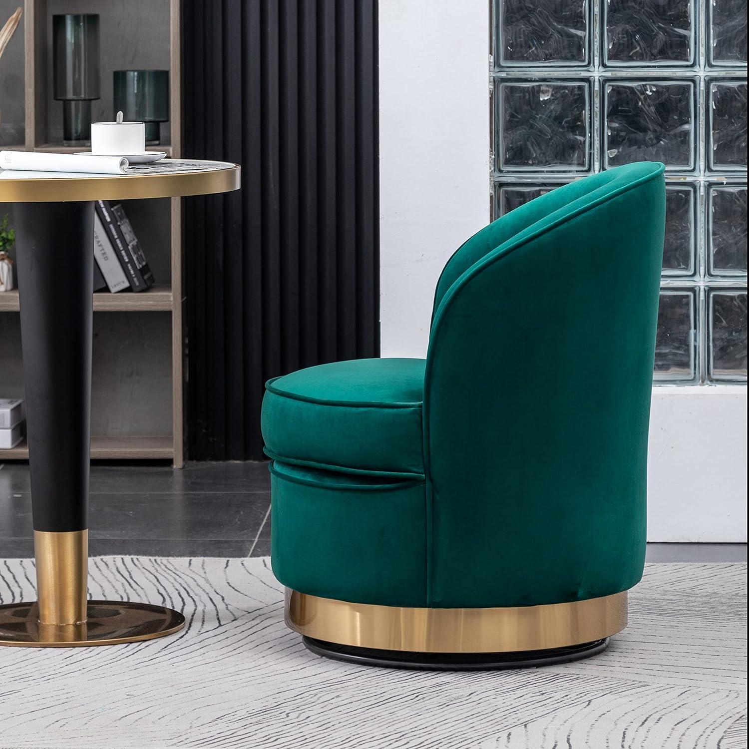 DeeHome Wania Contemporary Velvet Swivel Chair, Green