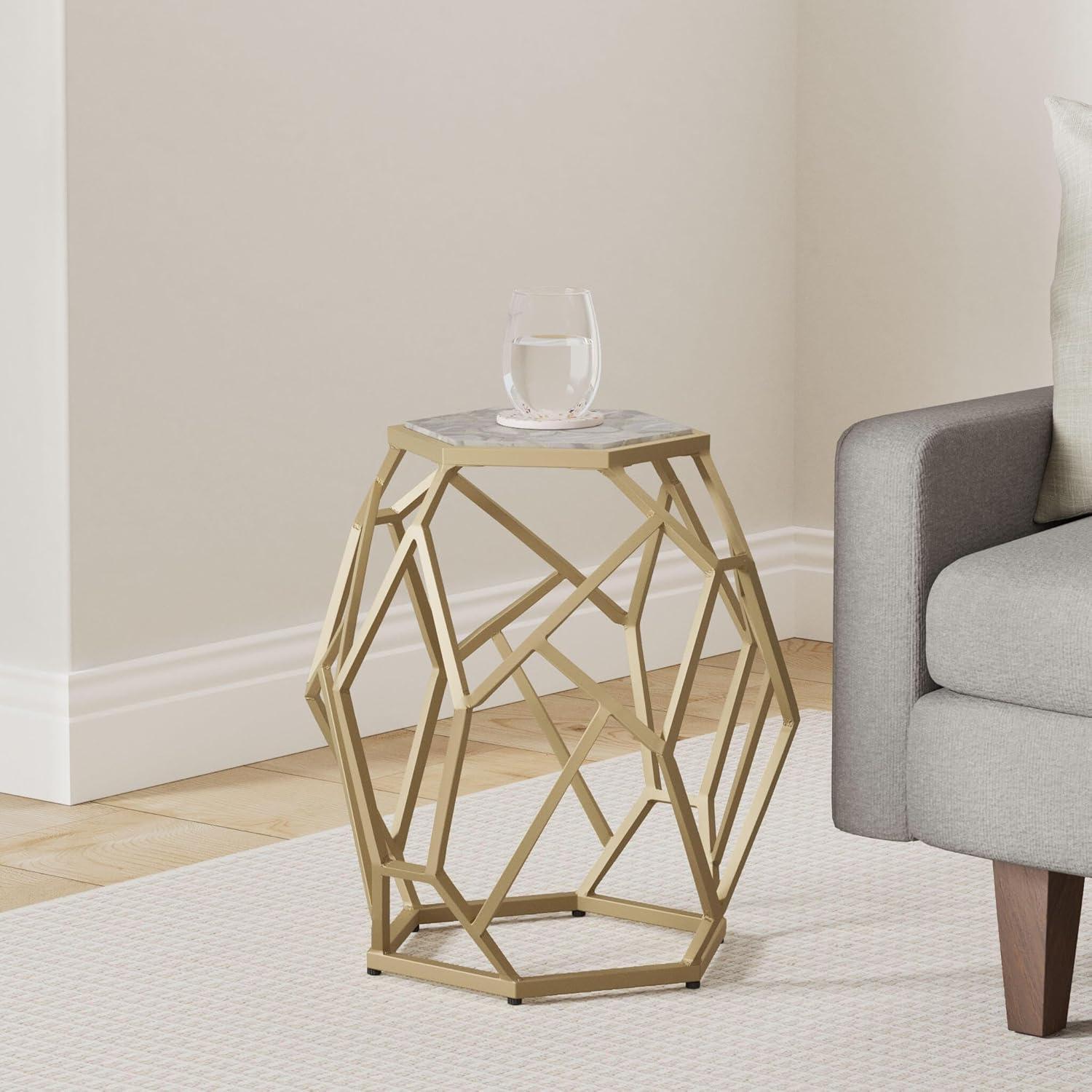 Ava Geometric Accent Table - Multi Colored Agate/Gold - Safavieh.