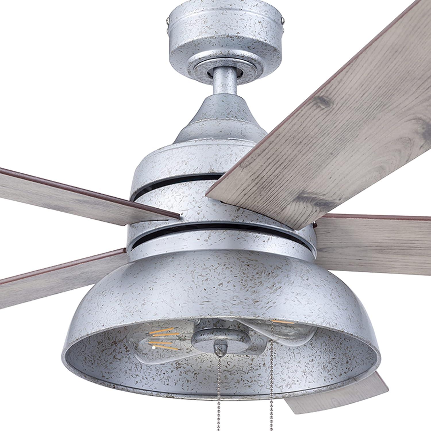 Prominence Home 51660-45 Brightondale Ventilador de Techo LED para Interiores y Exteriores de Estilo Industrial de 52 Pulgadas con Luz - Galvanizado